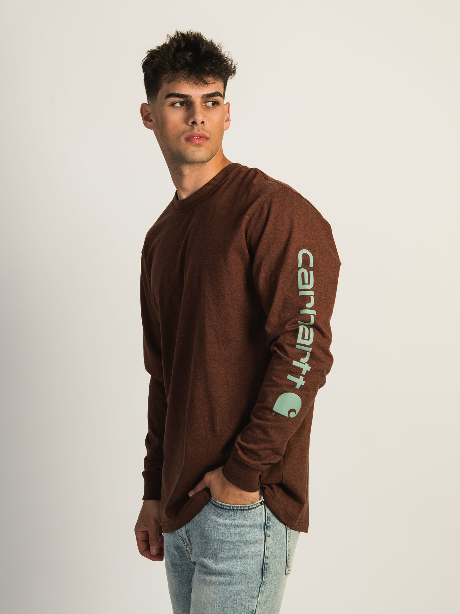 Carhartt Signature Long Sleeve T-Shirt for Men - Durable Workwear & Casual Comfort - Perfect for Construction, Outdoor Activities & Everyday Wear