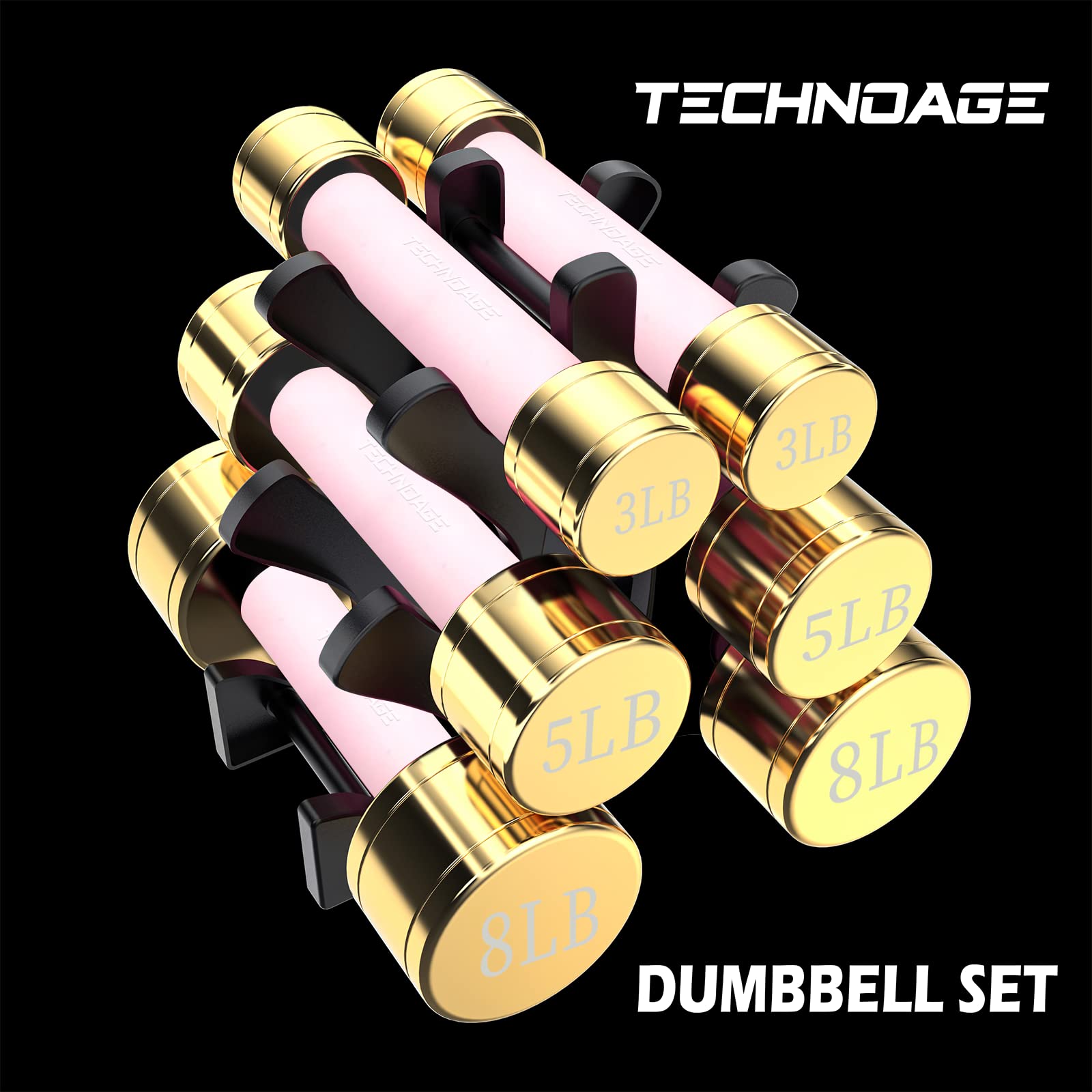 Premium Round Dumbbell Set with Steel Handle & Odorless Neoprene Grip - Home Gym Equipment for Strength Training, Weight Lifting & Fitness Workouts