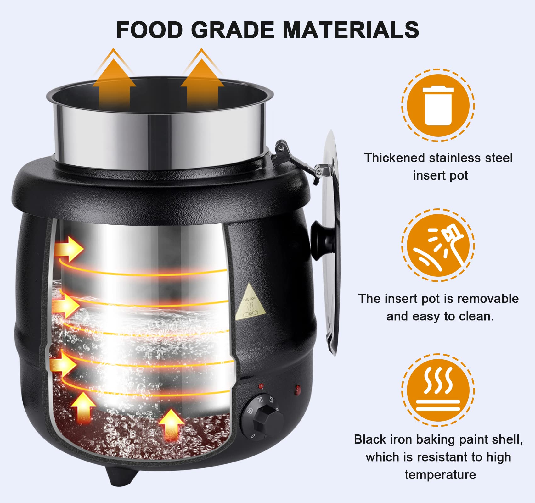 Commercial Electric Food Warmer with Ladle - Buffet Soup Kettle & Cheese Warmer for Catering, Restaurants, and Party Serving - Perfect for Hot Food Display at Events, Banquets, and Buffet Tables