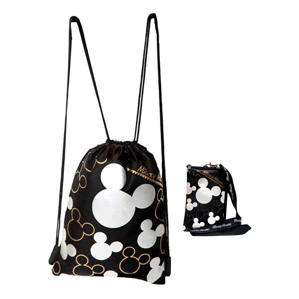 Disney Mickey Mouse Drawstring Bags & Lanyards 4 Pack - Perfect for Theme Parks, School, Work & Events