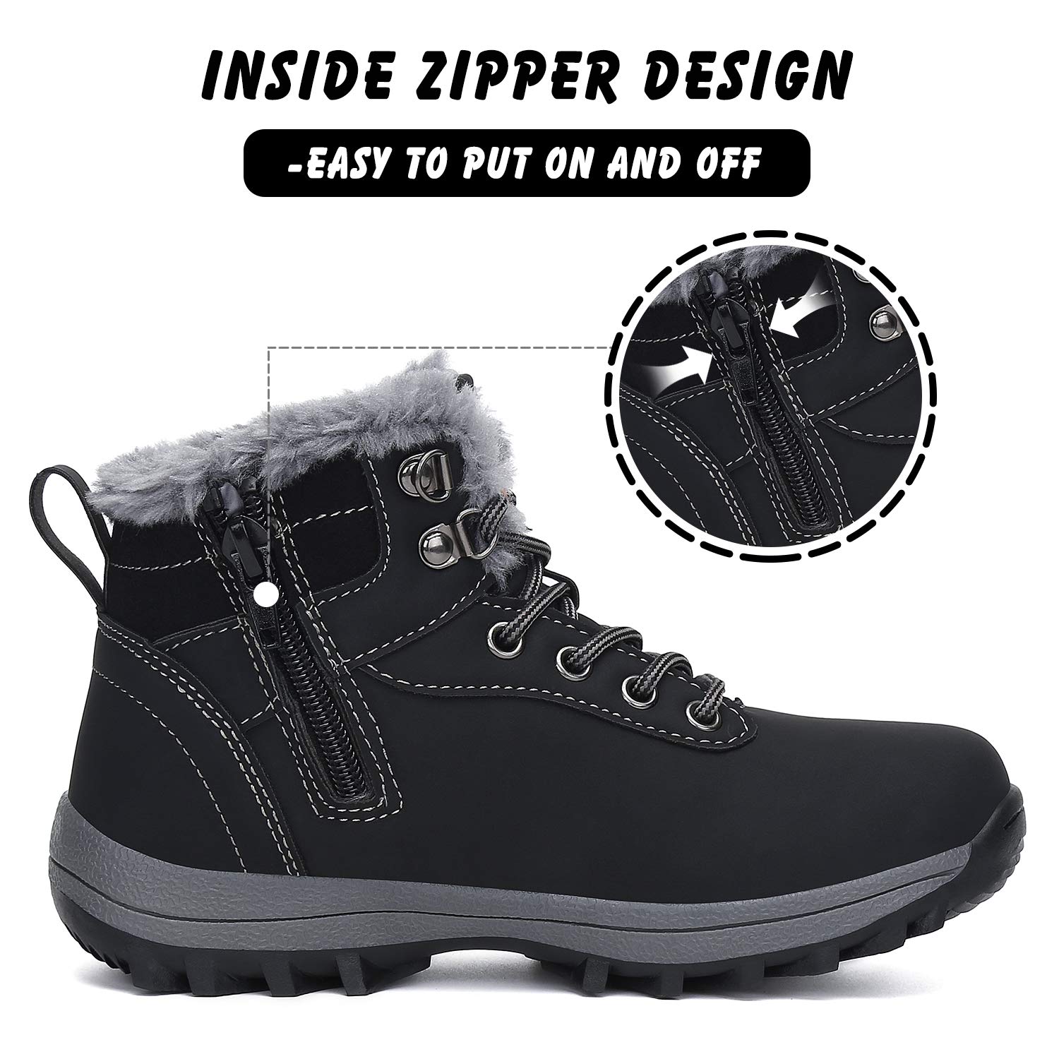 **Mishansha Kids Winter Snow Boots - Waterproof Hiking Boots for Boys & Girls, Fur Lined Warm Shoes for Cold Weather Outdoor Activities - Perfect for Snow Play, Hiking & Winter Walks**