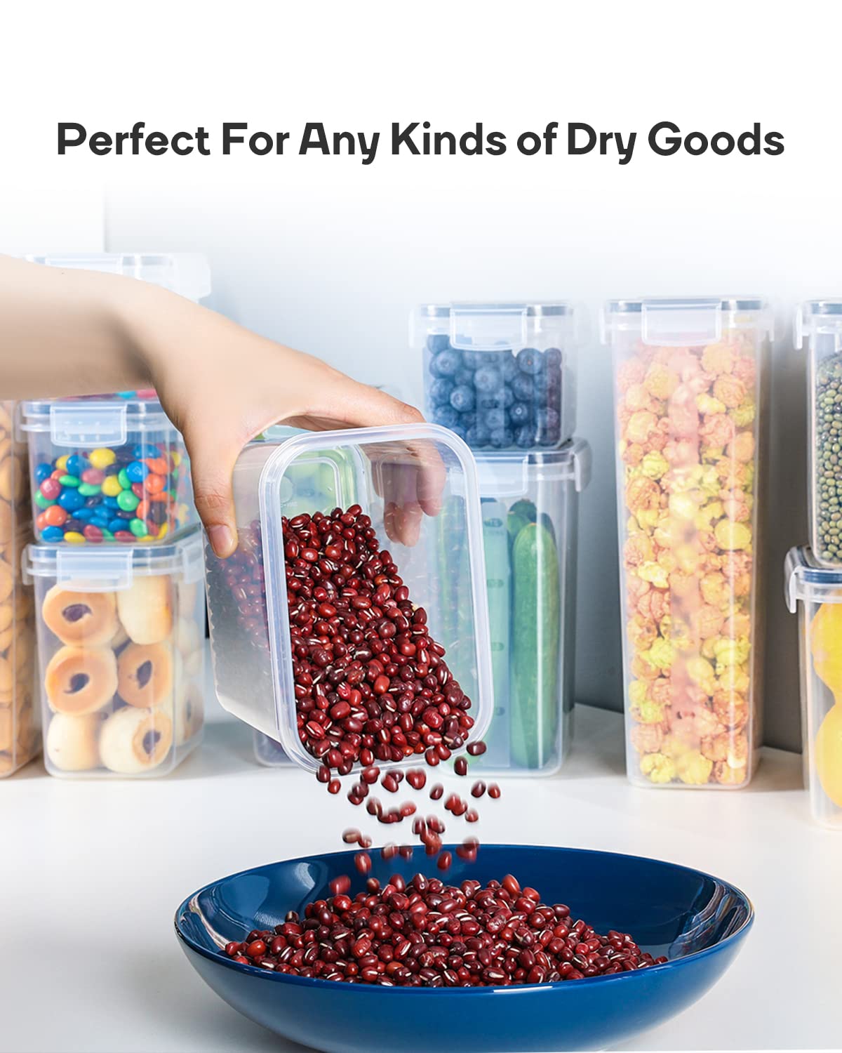 Airtight Food Storage Containers with Lids - 24-Piece BPA-Free Plastic Pantry Organizer Set for Flour, Sugar, Cereal & Rice | Stackable Clear Kitchen Canisters for Space-Saving Storage | Perfect for Meal Prep, Baking & Pantry Organization