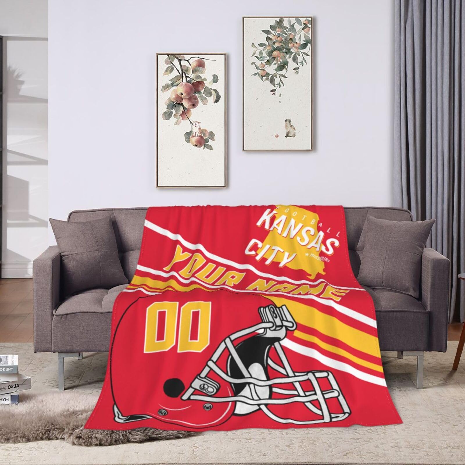 Personalized Fleece Throw Blanket - Custom Name & Number Football Fan Gift, 40