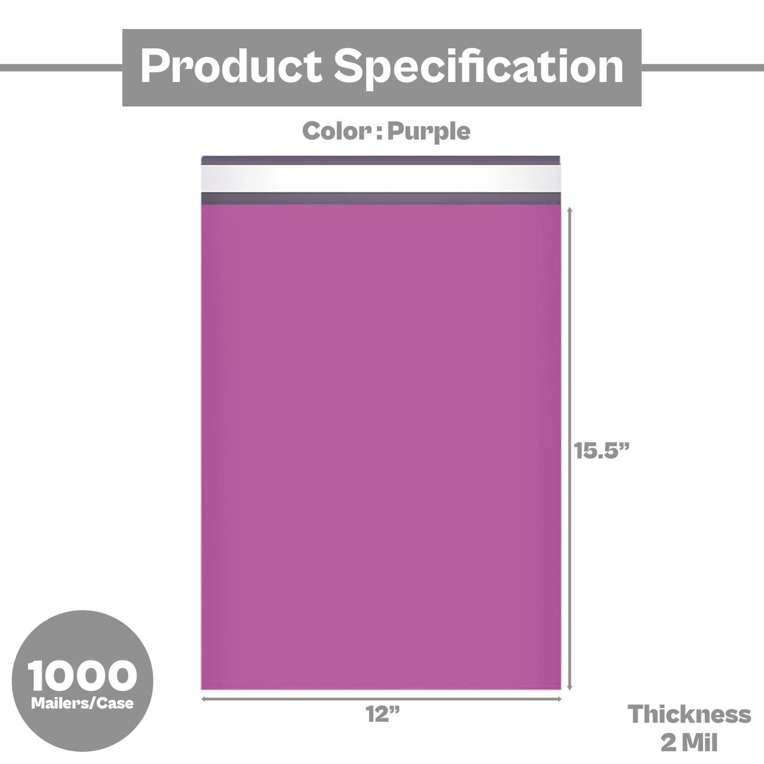 PSBM 12x15.5 Inch Purple Poly Mailers - 1000 Pack Glamour Shipping Envelopes with Peel & Seal Adhesive | Perfect for Ecommerce, Subscription Boxes & Small Business Shipping