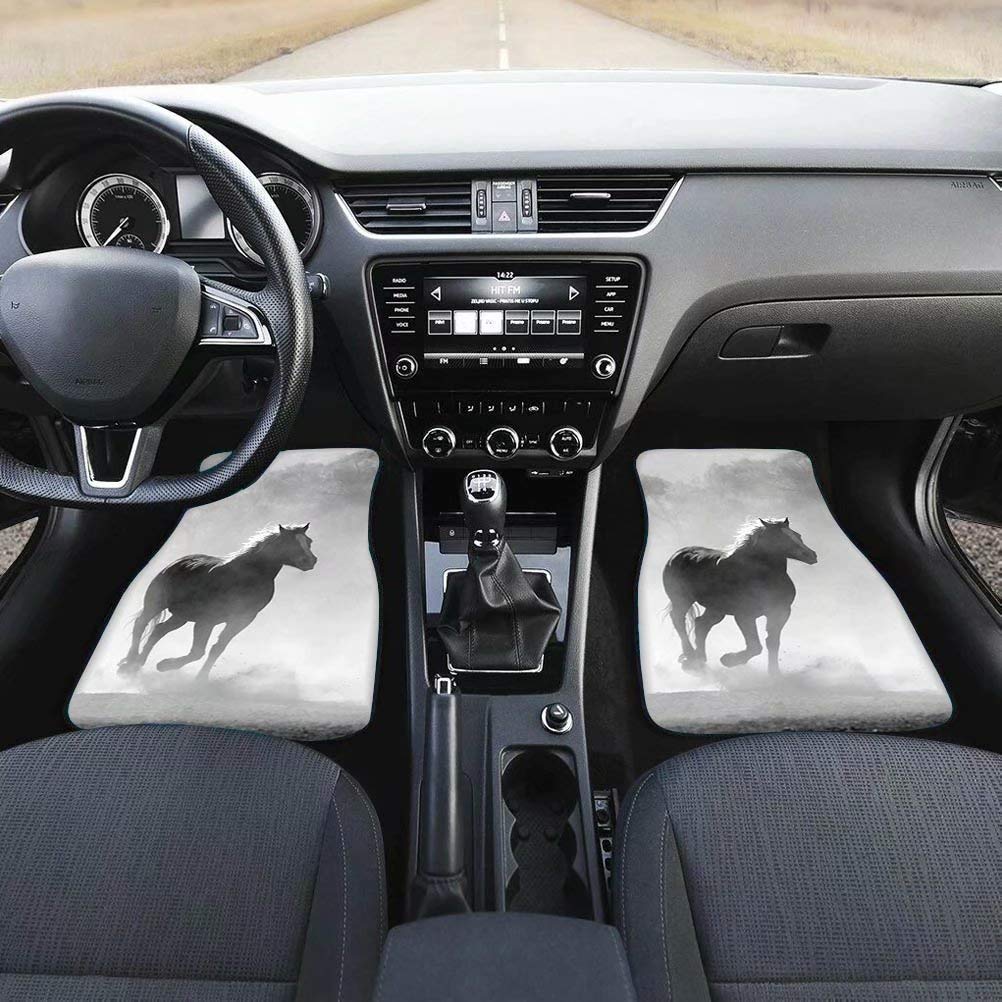 Allcute 4-Piece Horse Print Car Floor Mats for Dogs - Non-Slip Rubber All-Weather Carpet for Sedans, SUVs, Vans & Trucks | Pet-Friendly, Odorless & Universal Fit | Perfect for Road Trips, Daily Commutes & Outdoor Adventures