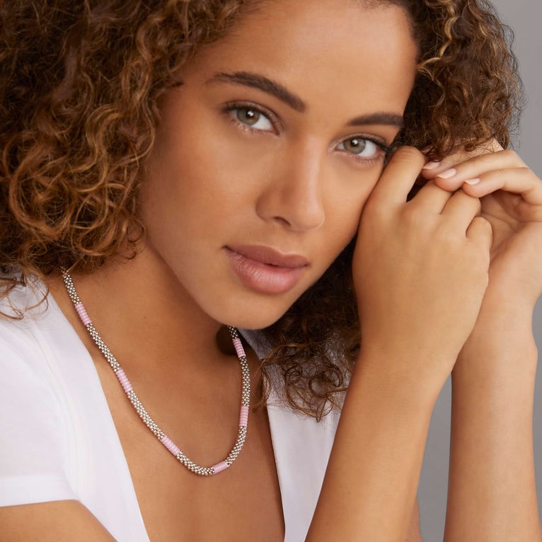Silver Beaded Ceramic Necklace for Women | 5mm Round Beads | Elegant Layering Jewelry for Everyday Wear & Special Occasions