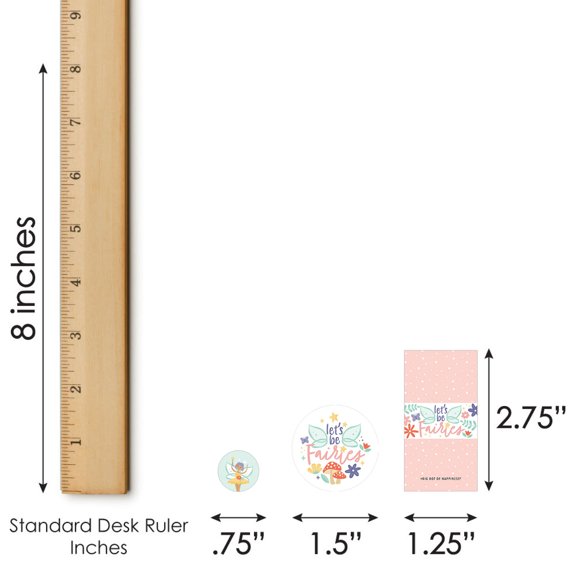 Big Dot of Happiness Let’s Be Fairies - 304-Piece Fairy Garden Party Kit with Mini Candy Bar Wrappers, Round Stickers & Circle Stickers - Perfect for Birthday Favors, Baby Showers & DIY Fairy-Themed Decorations