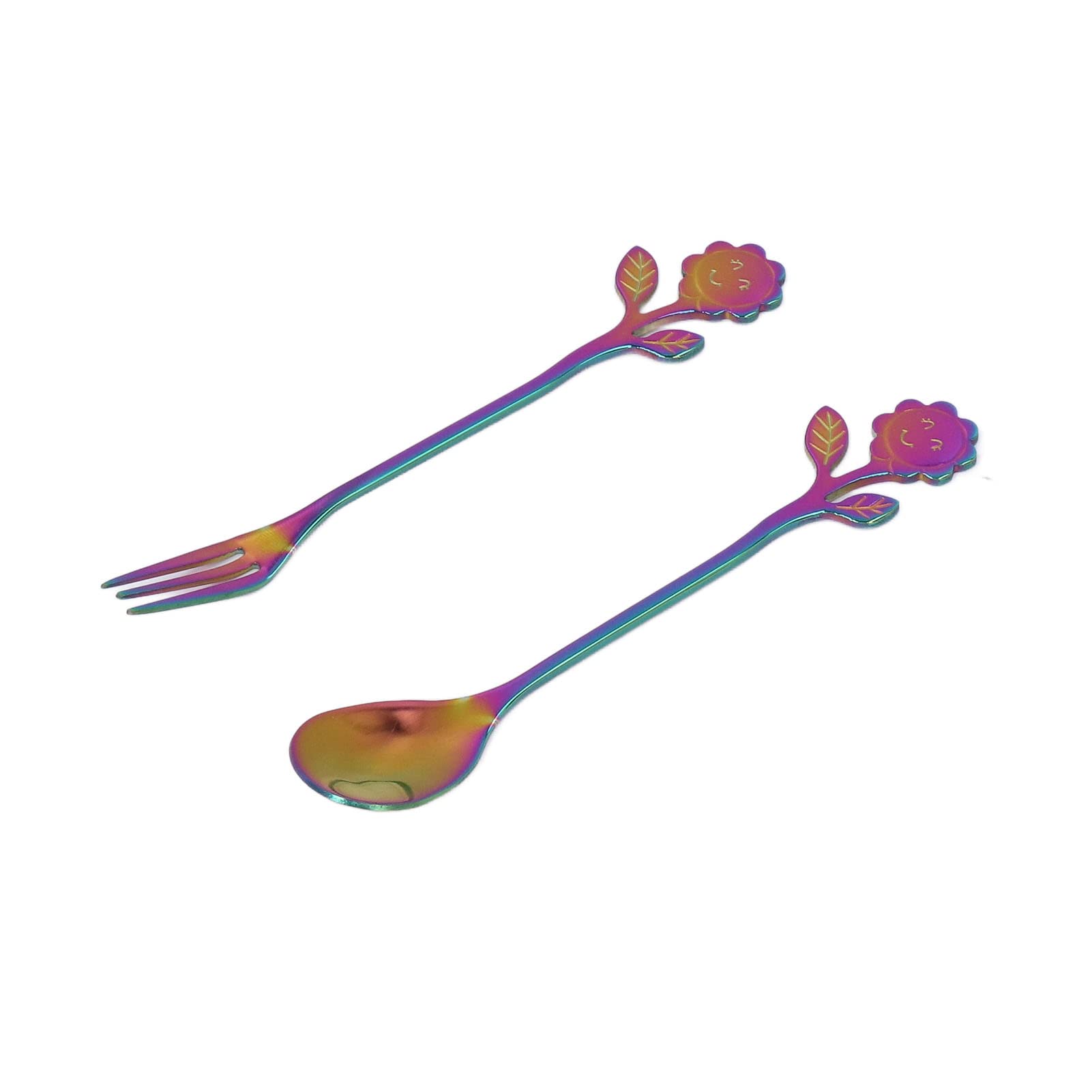 Stainless Steel Mirror Polished Spoon and Fork Set - Elegant Tea Spoons for Kitchen, Wedding & Home Decor (Colorful) - Perfect for Dining, Parties, and Gift Giving