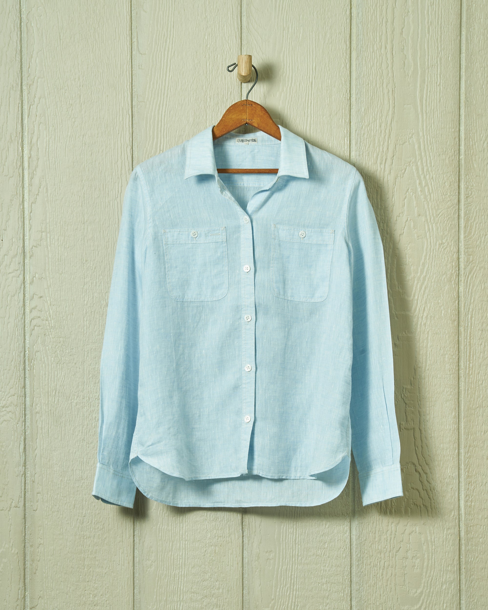 Women's Linen Work Shirt in Coastal Blue | Breathable Office & Casual Button-Up Blouse | Perfect for Business Attire, Summer Outfits & Beach Cover-Up