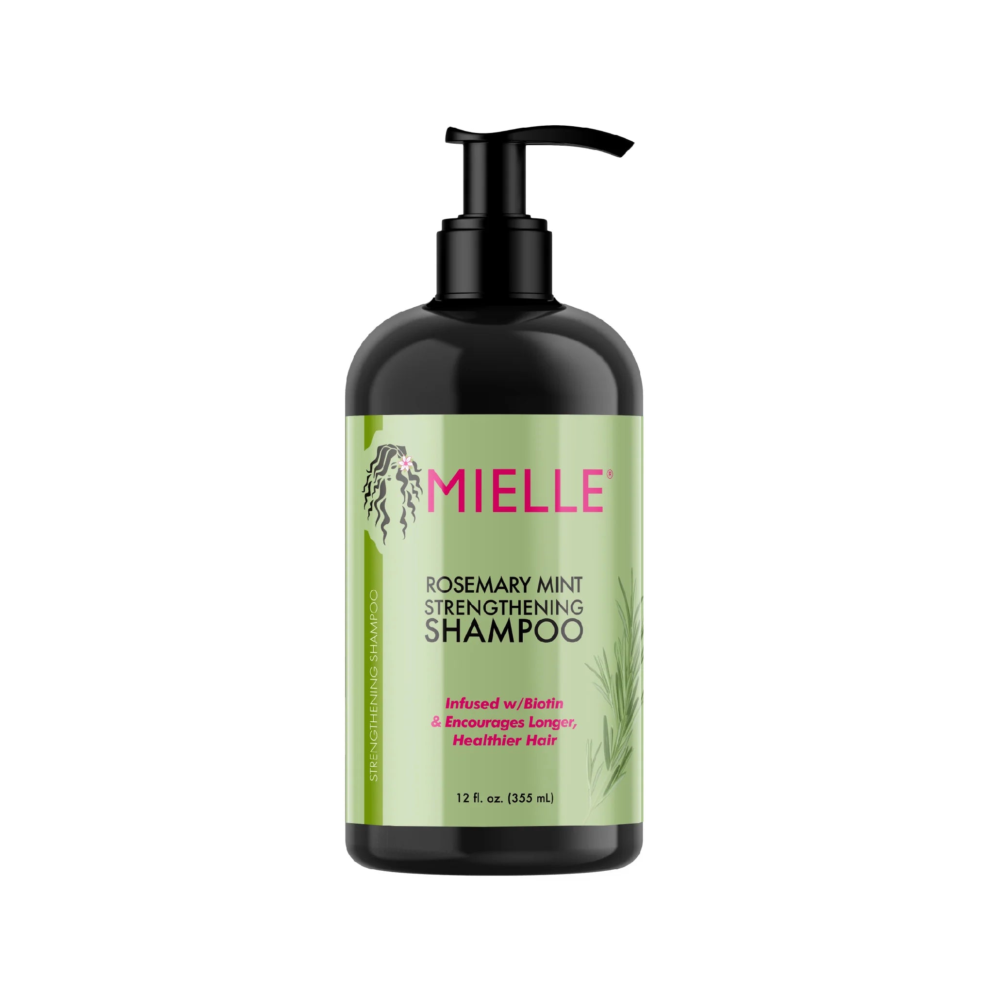 Mielle Rosemary Mint Strengthening Shampoo for Hair Growth & Scalp Health - 12oz (355ml) - Sulfate-Free Formula for Dry, Damaged & Curly Hair - Perfect for Daily Use & Natural Hair Care Routine