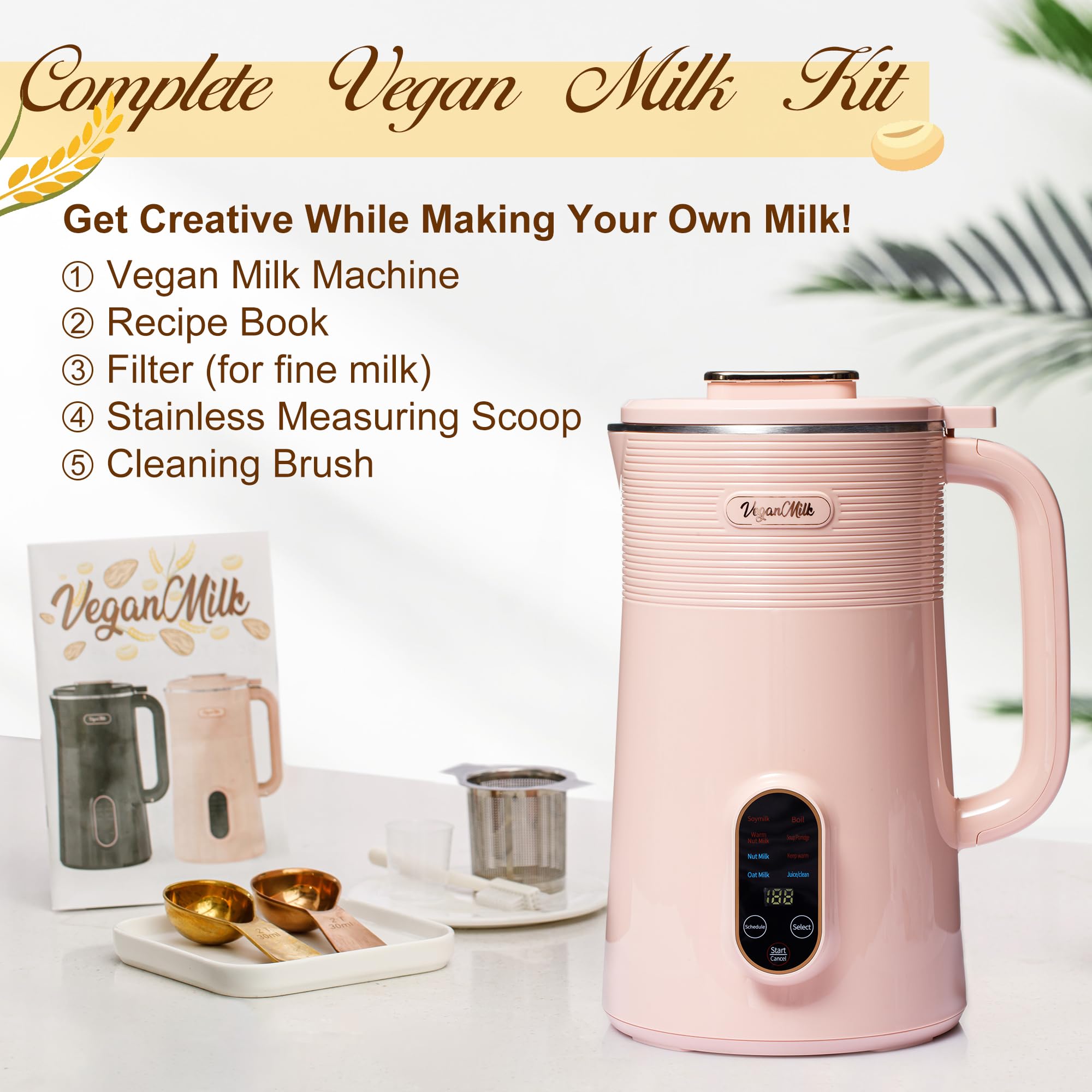 8-in-1 Plant-Based Milk Maker Machine - Almond, Soy, Oat & Nut Milk Maker with Soup Function | Perfect for Vegan, Dairy-Free & Healthy Lifestyles | Home Kitchen Essential for Fresh Nut Milks, Creamy Soups & Healthy Beverages
