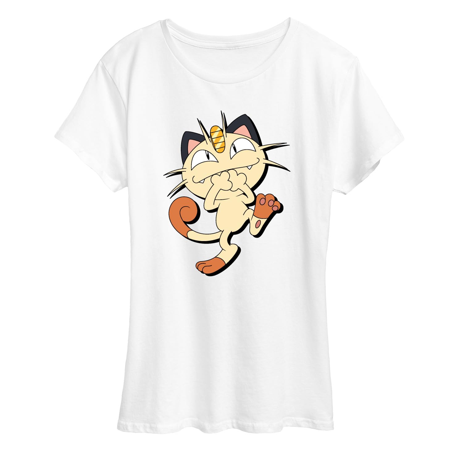 HYBRID APPAREL Pokémon Meowth Shadow Women's Short Sleeve Graphic T-Shirt - Cute Anime Cat Tee for Casual Wear, Cosplay & Gifts