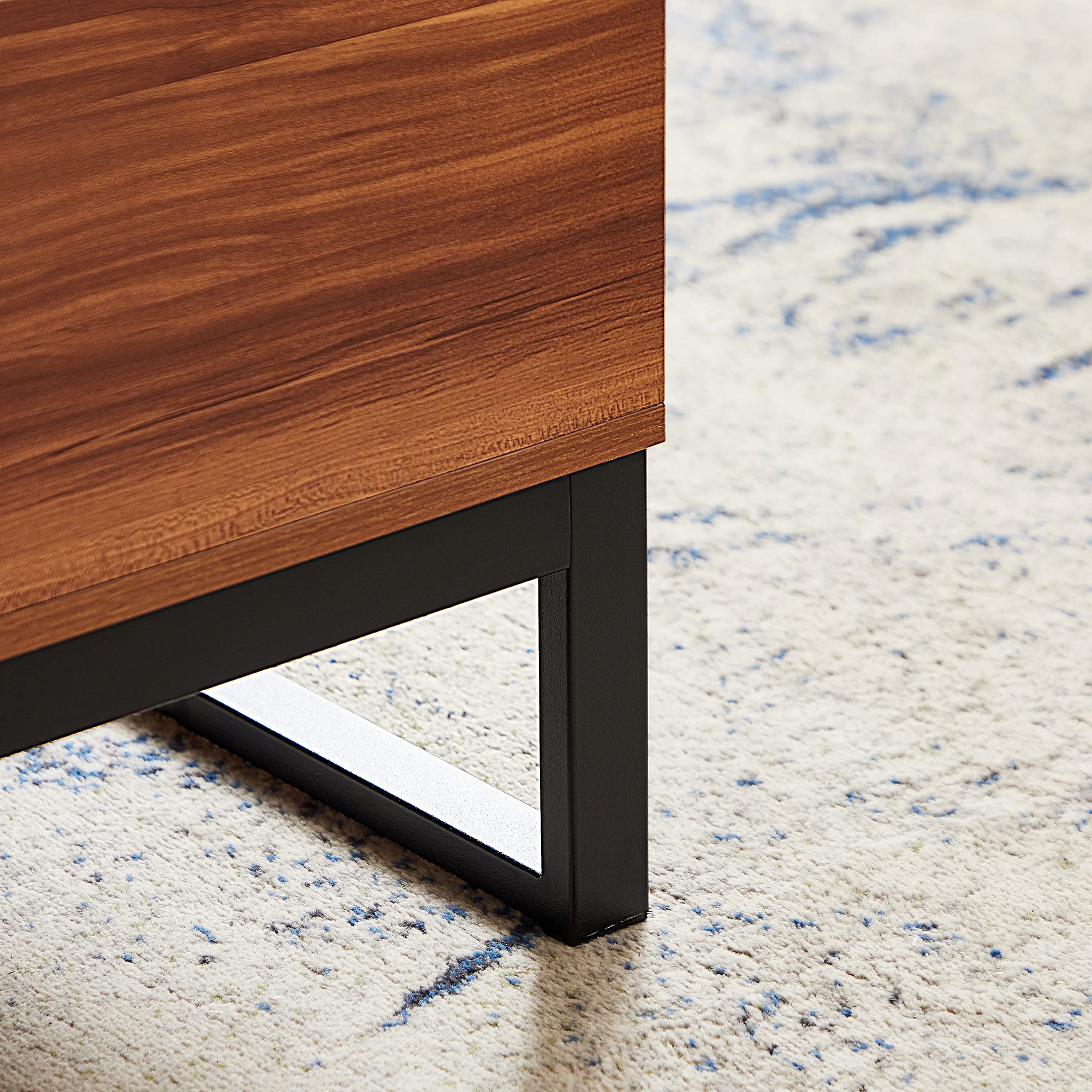 15-Minute Quick Assemble Coffee Table with Wood Grain Finish & Sturdy Metal Legs - Lift-Top Design for Extra Storage | Perfect Computer Desk for Small Spaces & Modern Living Rooms