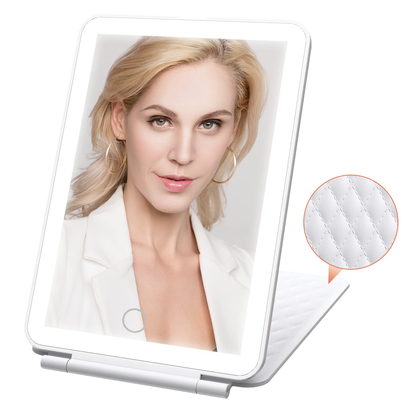 Zelaxy Rechargeable Travel Makeup Mirror with 72 LED Lights - Portable Lighted Vanity Mirror with 3 Color Modes, Touch Sensor Dimming & Foldable Design | Perfect for Home, Travel & Professional Makeup Application