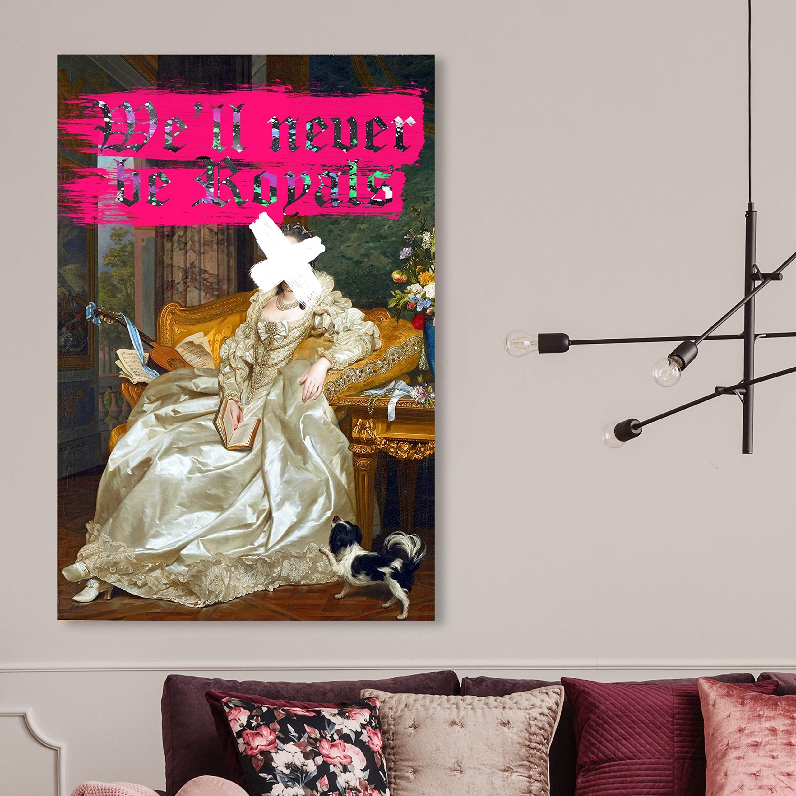 Oliver Gal Artist Co. 'Never Be Royals' Typography Wall Art Canvas Print - 30x45 Inches Pink & Brown Home Decor for Living Room, Bedroom & Office