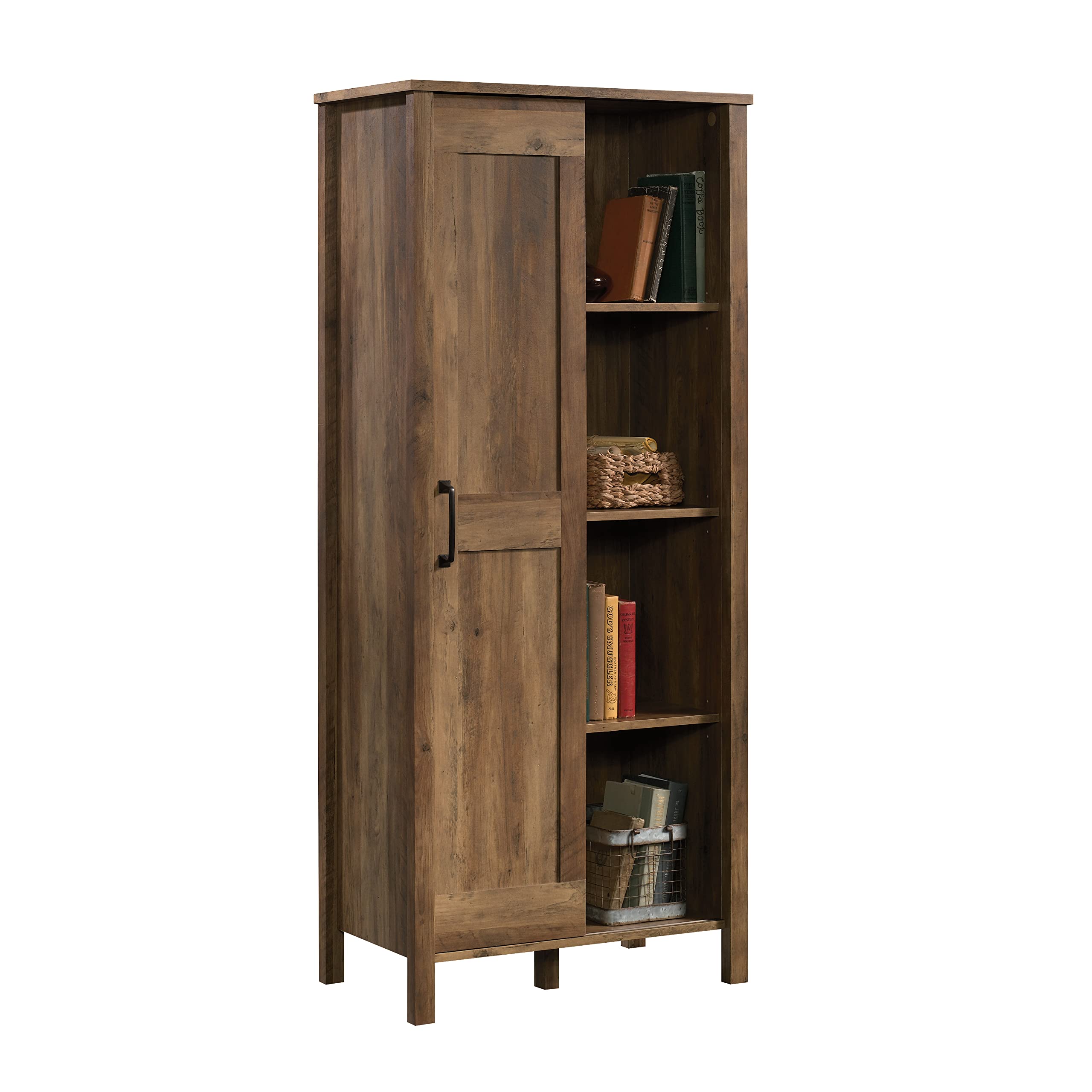 Sauder Sliding Door Storage Cabinet - Rustic Pine Finish Pantry Organizer for Kitchen, Bathroom, or Home Office | Durable & Stylish Storage Solution