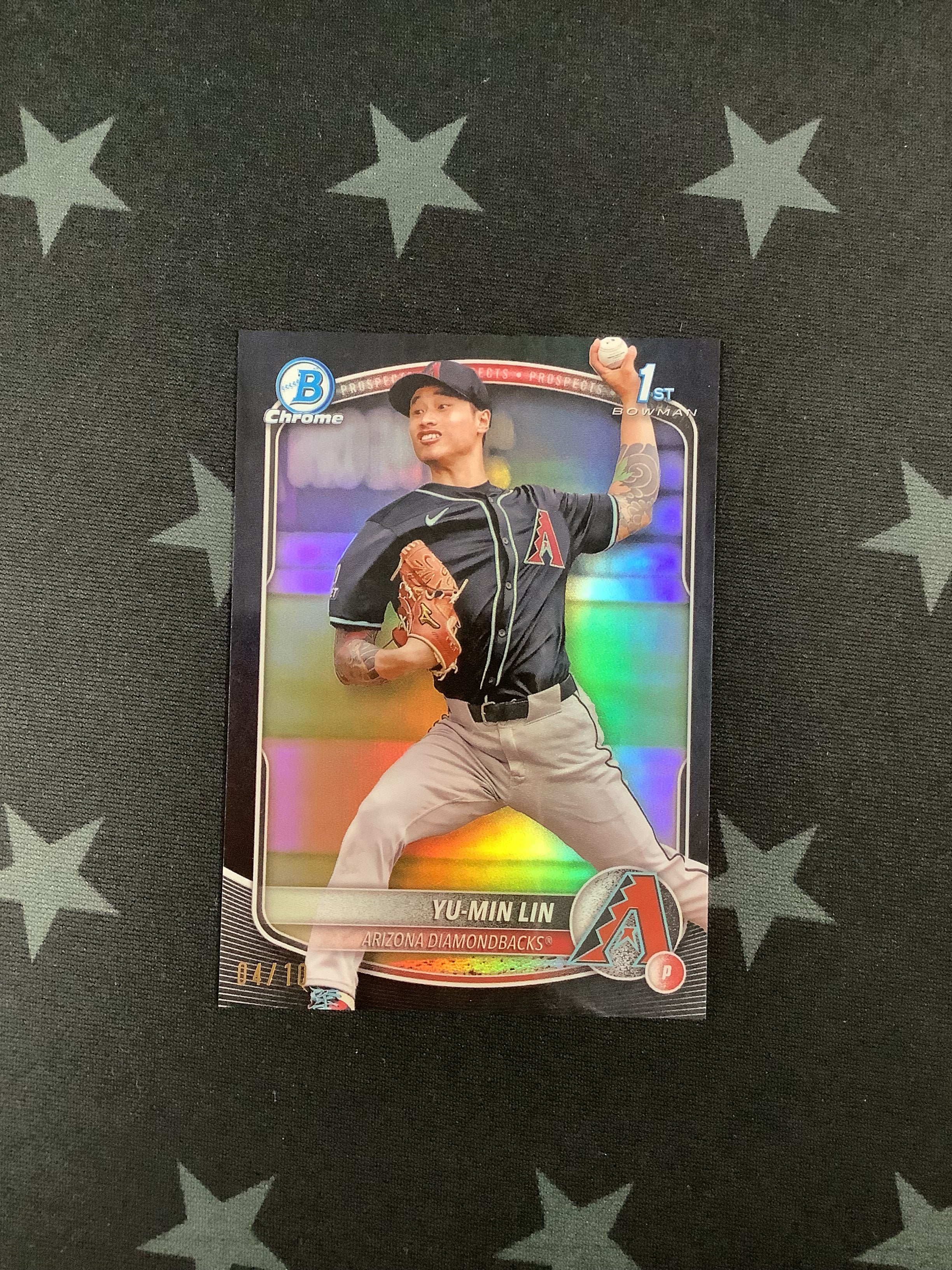 2025 Topps Bowman Chrome Yu Min Lin Black Refractor #4/10 Rookie Card - Limited Edition Baseball Trading Card for Collectors & Investors - Perfect for Display, Trading, and Sports Memorabilia Collections