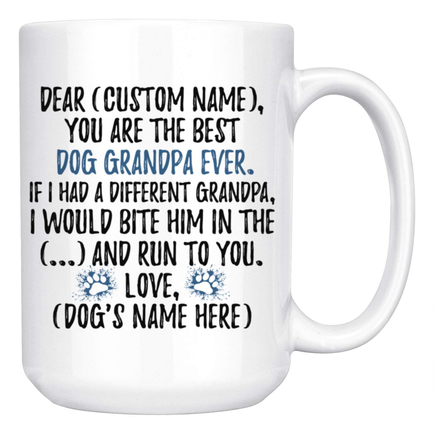 Personalized Dog Grandpa Coffee Mug - 15oz Custom Ceramic Cup for Dog Lovers, Perfect Gift for Dog Grandpa Owners & K9 Enthusiasts - Ideal for Coffee, Tea & Hot Beverages at Home or Office