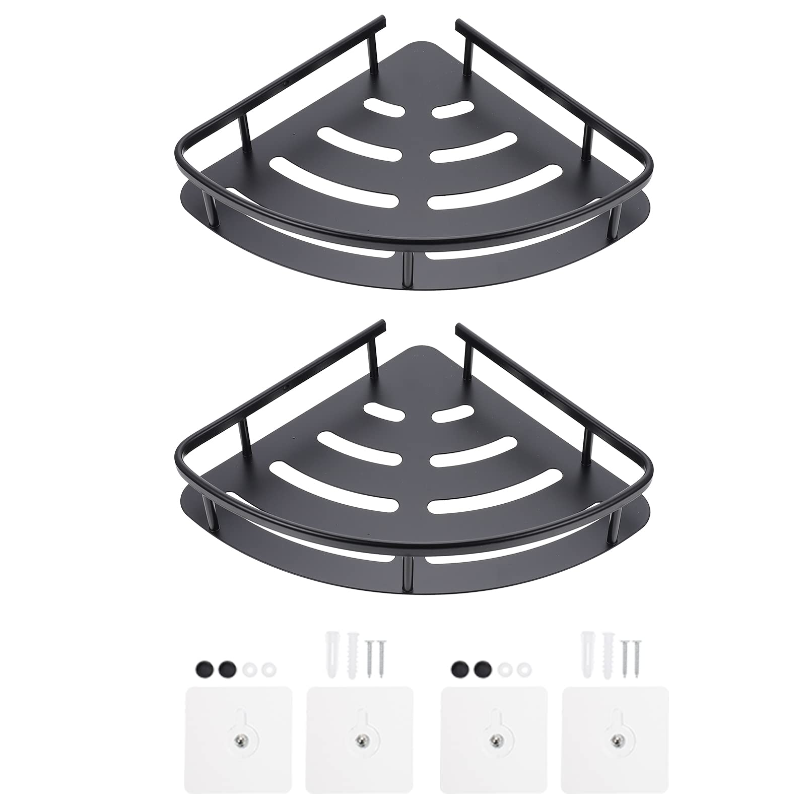 LUOZZY 2-Pack Aluminum Bathroom Wall Shelf - Triangle Corner Storage Rack for Shower, Kitchen & Bathroom Organization - Space Saving Home Decor