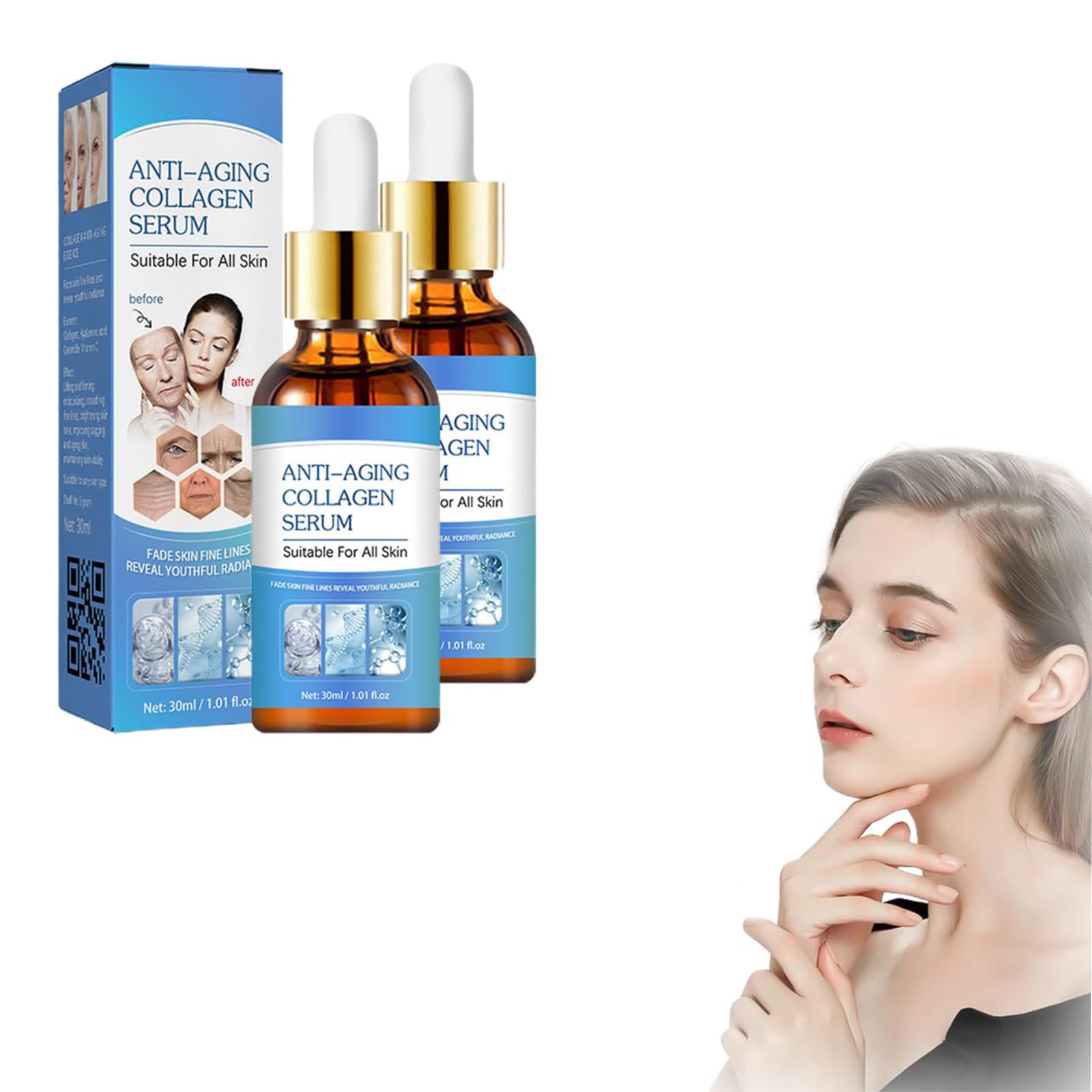 Olavita Anti-Aging Face Serum with Collagen - Immediate Effect Facial Serum for All Skin Types (2 Pack) - Hydrates & Reduces Wrinkles for Day & Night Skincare Routine