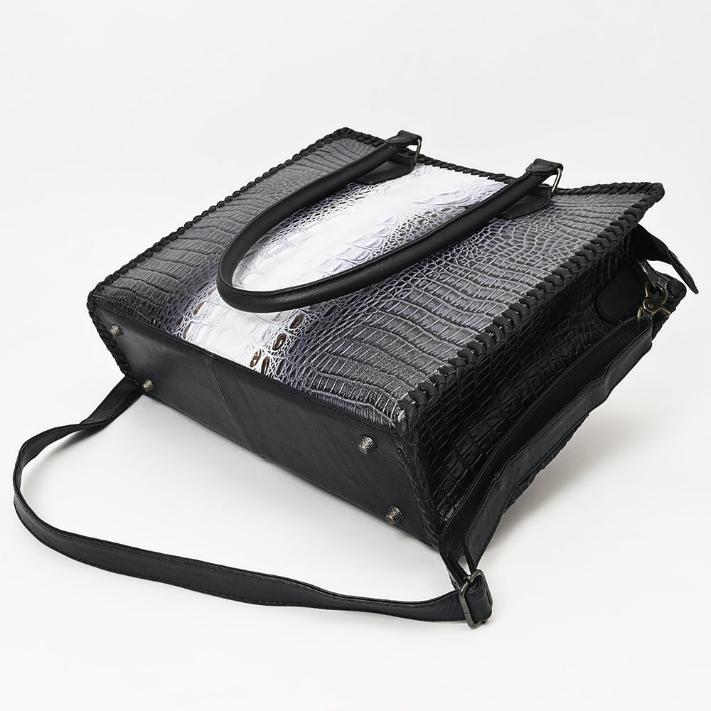 American Darling ADBG1422 Genuine Leather Women's Tote Bag - Crocodile Embossed Western Style Handbag Purse for Work, Travel & Everyday Use