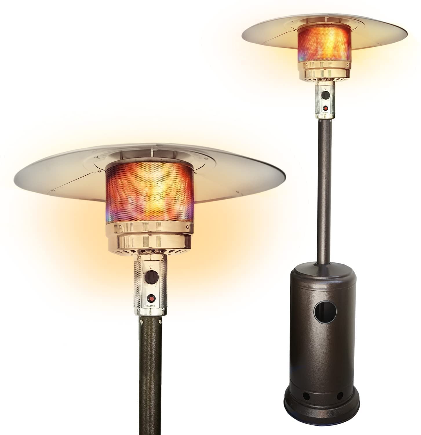 FASSTUREF 48,000 BTU Standing Propane Patio Heater with Wheels - Outdoor Gas Heater for Backyard, Deck, Garden, Wedding & Commercial Events - Easy Assembly & Portable Design