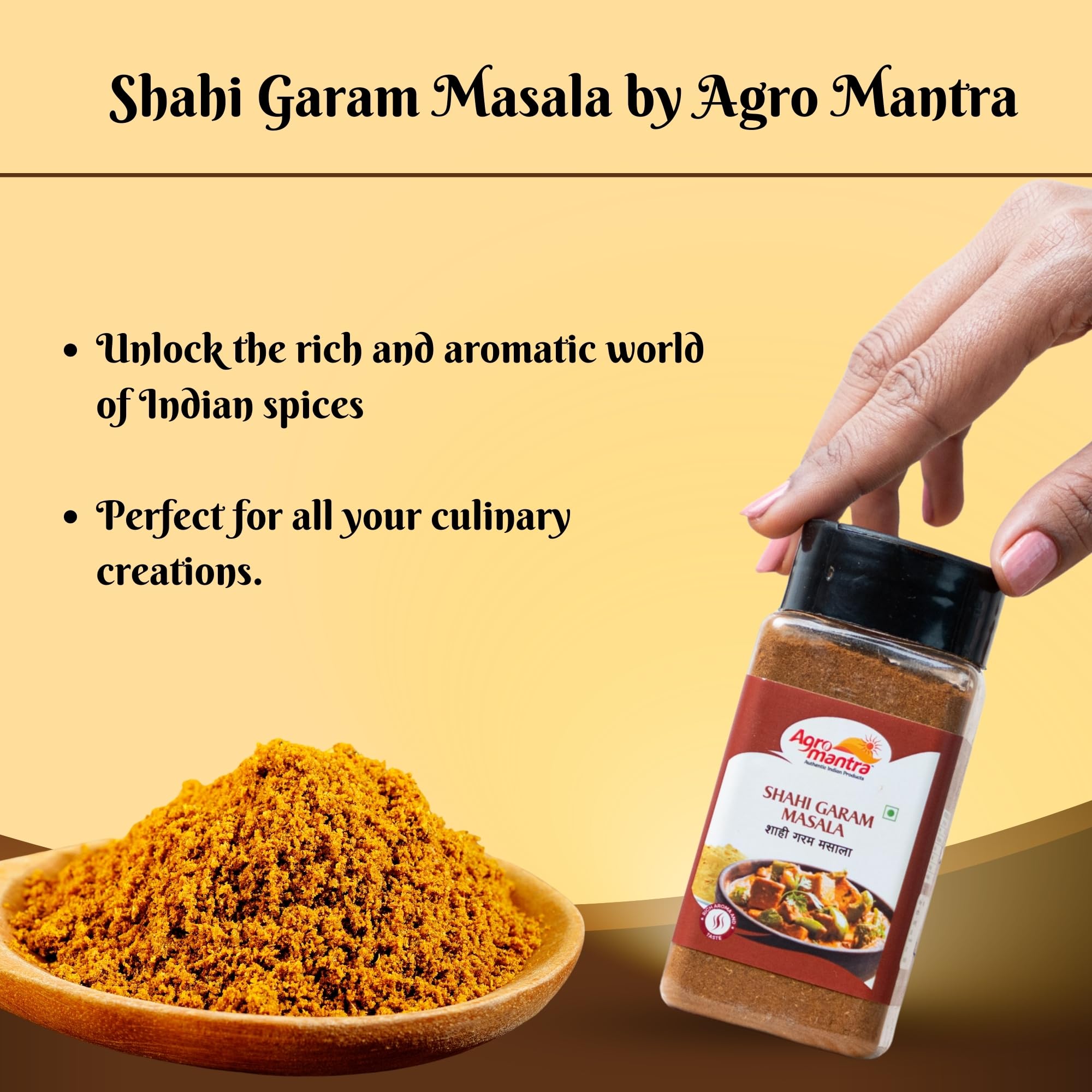 Agro Mantra Shahi Garam Masala Spice Mix 100g | Premium Indian Spice Blend for Curry, Biryani, Marinades & Snacks | Authentic Flavor | Fresh, Preservative-Free | Great for Home Cooking, Meal Prep & Indian Cuisine