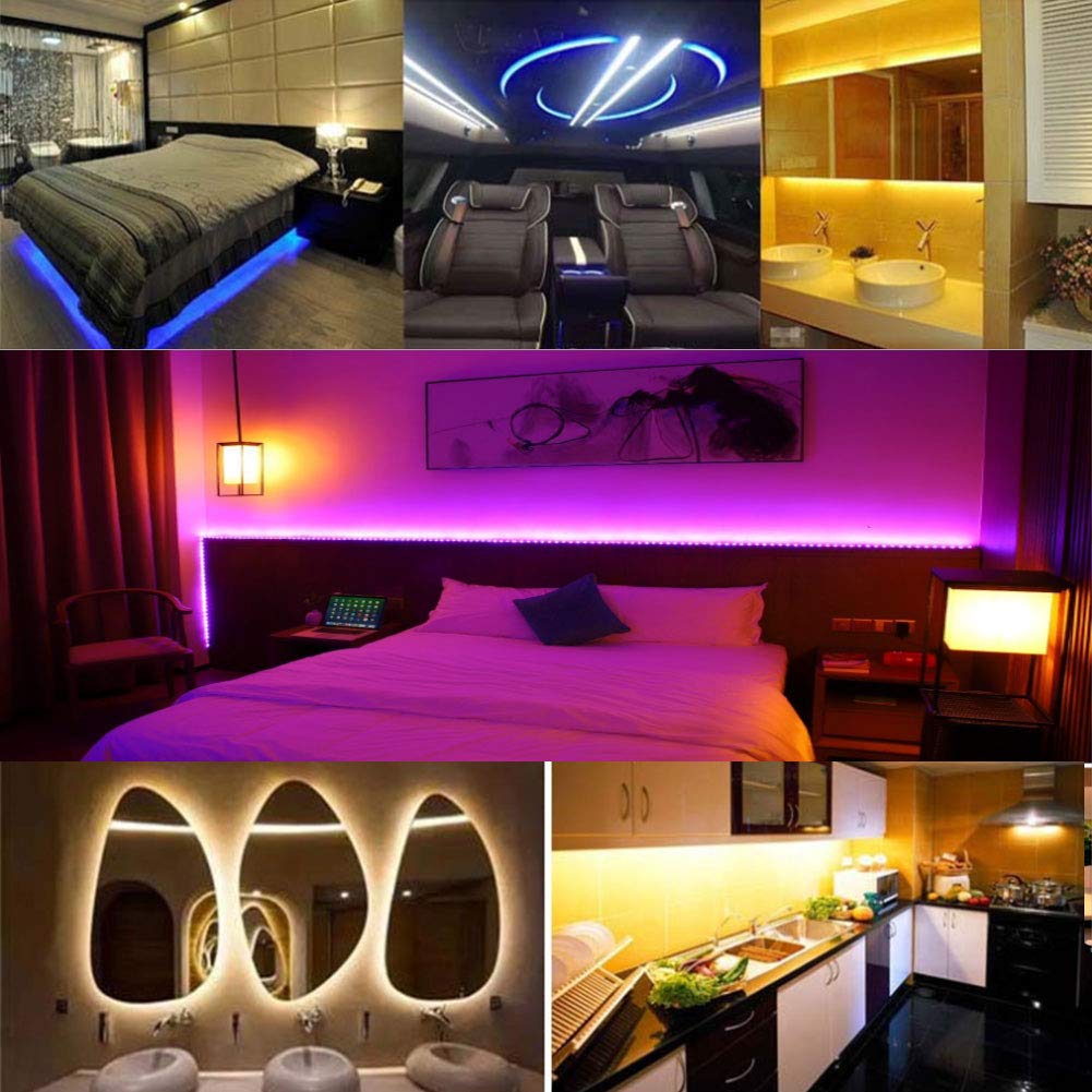 XUNATA 16.4ft LED Strip Lights 600 LEDs - Waterproof Flexible Neon Rope Light DC 12V 2835 SMD - Blue Silicone Tape Light for Bedroom, Kitchen, Party, Christmas, Outdoor & Indoor Decoration DIY Lighting
