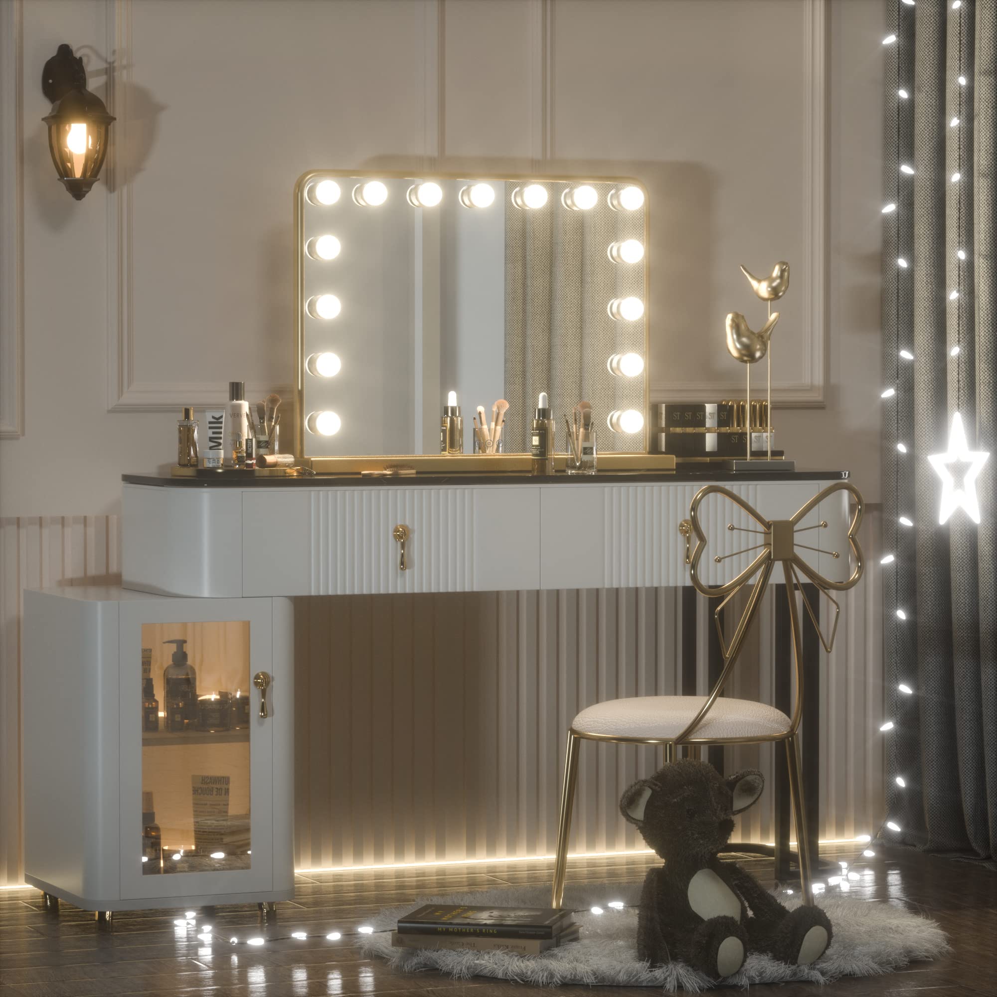 Keonjinn 15-LED Hollywood Makeup Mirror with 3 Color Lights & USB Charging - 23