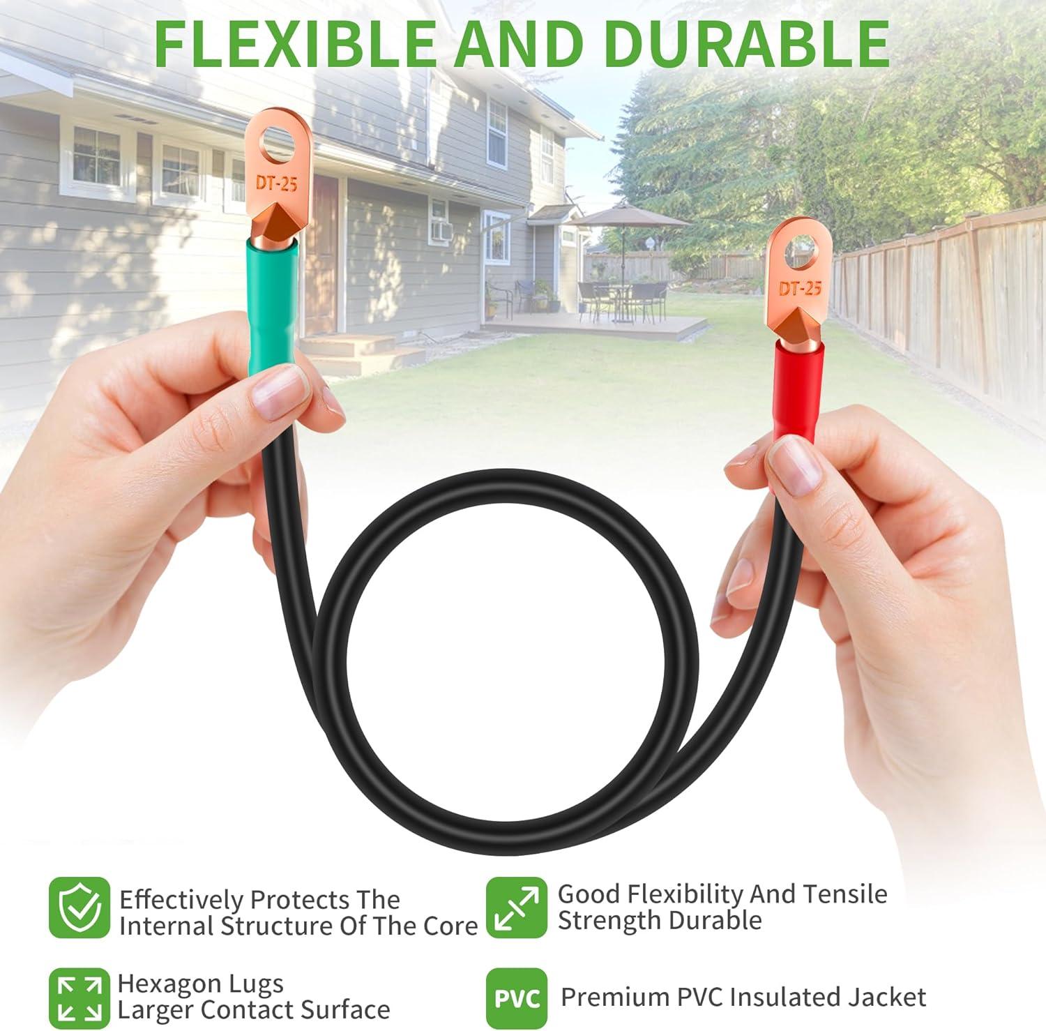 Premium Golf Cart Battery Cable Kit for Club Car DS 48V & Yamaha G2 G8 G9 36V - Heavy Duty Copper Cables with Corrosion-Resistant Terminals - Perfect for Golf Cart Maintenance & Upgrades