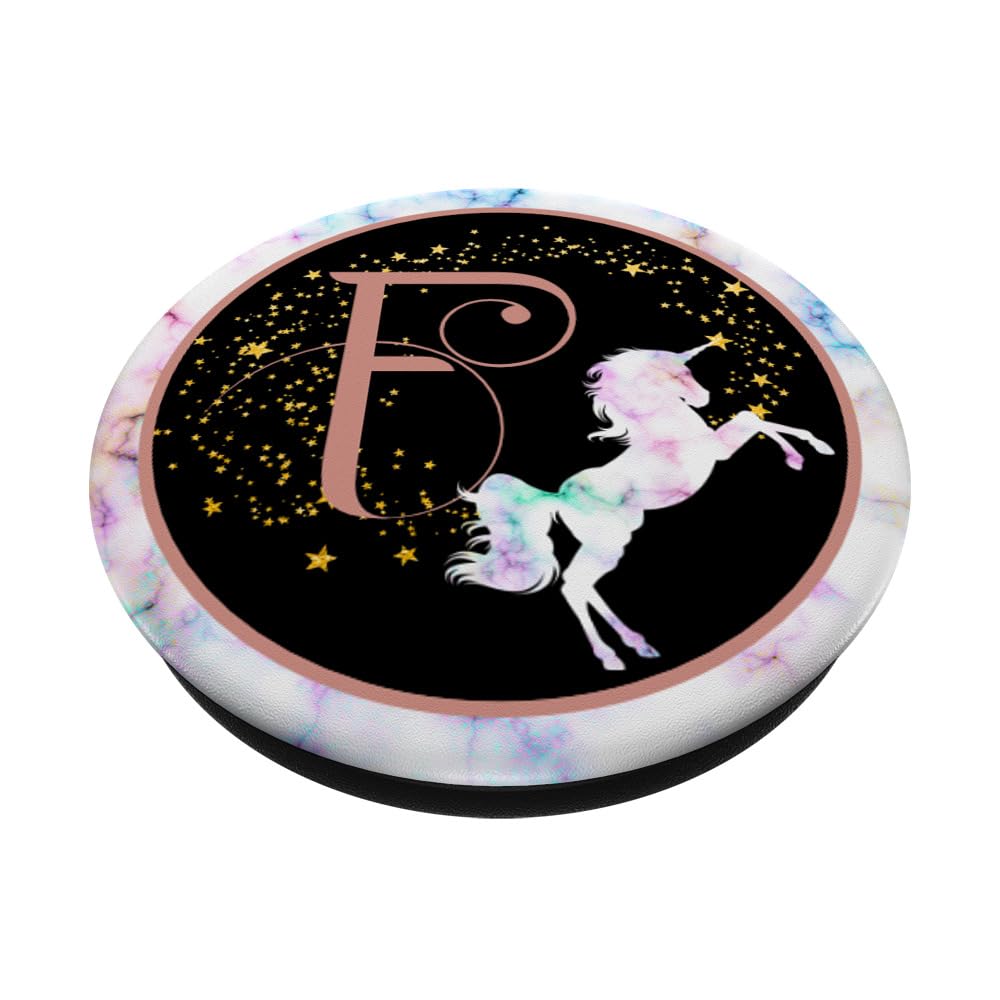 Rose Pink Letter F Monogram Unicorn PopSocket - Adhesive Phone Grip for iPhone, Samsung & More - Perfect for Unicorn Lovers, Gifts & Everyday Use