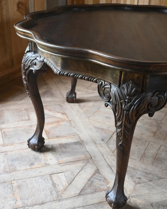 Hand Carved Solid Wood Coffee Table - Rustic Farmhouse Style Center Table for Living Room, Perfect for Home Decor & Entertaining Guests