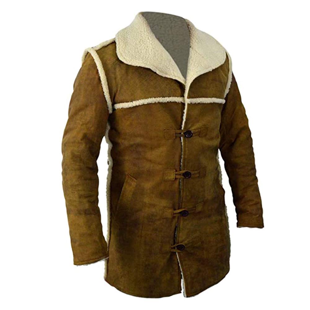 Authentic Hell On Wheels Cullen Bohannon Genuine Leather Sherpa Coat - Western Style Winter Jacket for Men, Perfect for Outdoor Adventures & Cold Weather Fashion