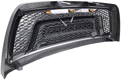 Rebel Style Front Replacement Grill with Amber LED Lights for Ram 2500/3500 (2010-2018) | Matte Black Grille Kit | Truck Accessories Upgrade | Off-Road & Street Customization