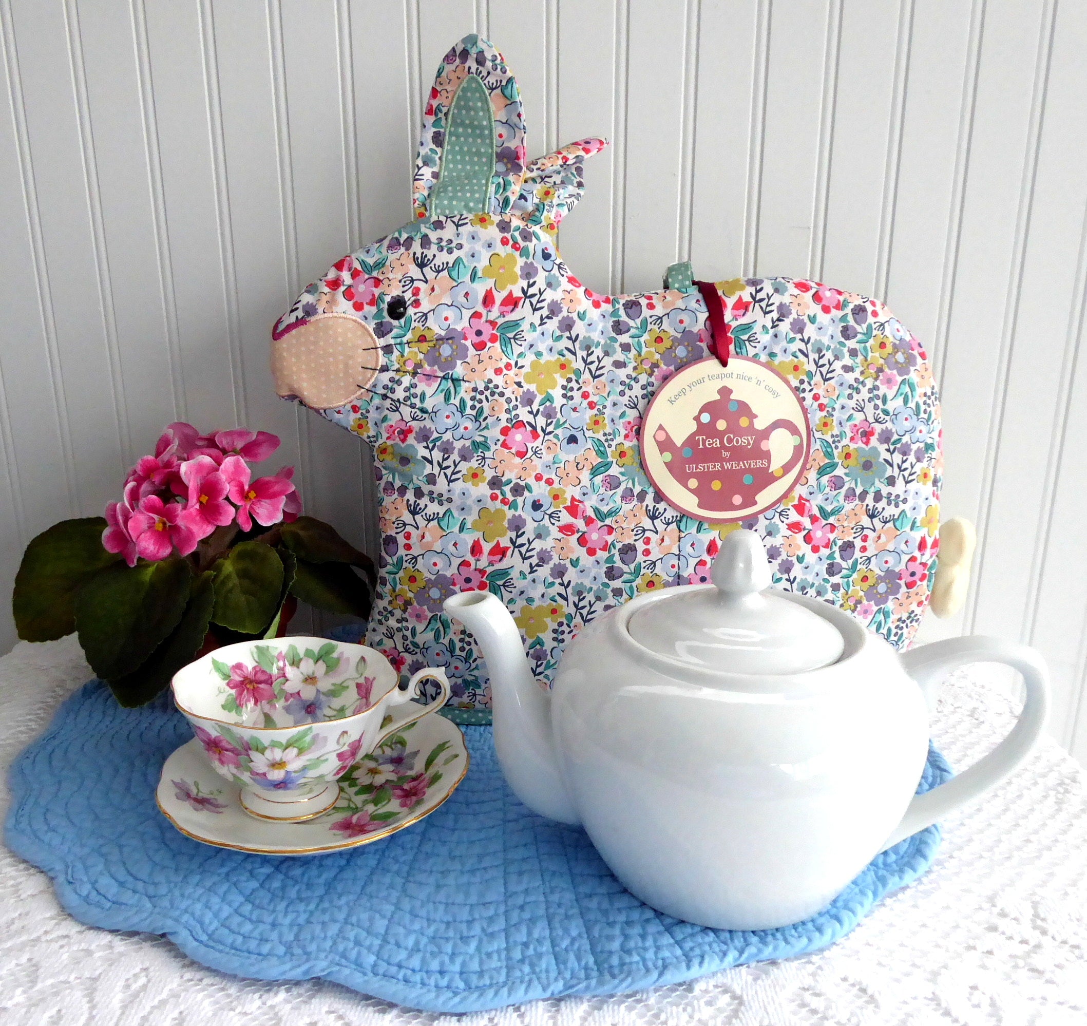 Chintz Rabbit Tea Cozy - Large Padded Bunny-Shaped Tea Pot Cover by Ulster Weavers - Perfect for English Tea Parties & Cozy Kitchen Decor