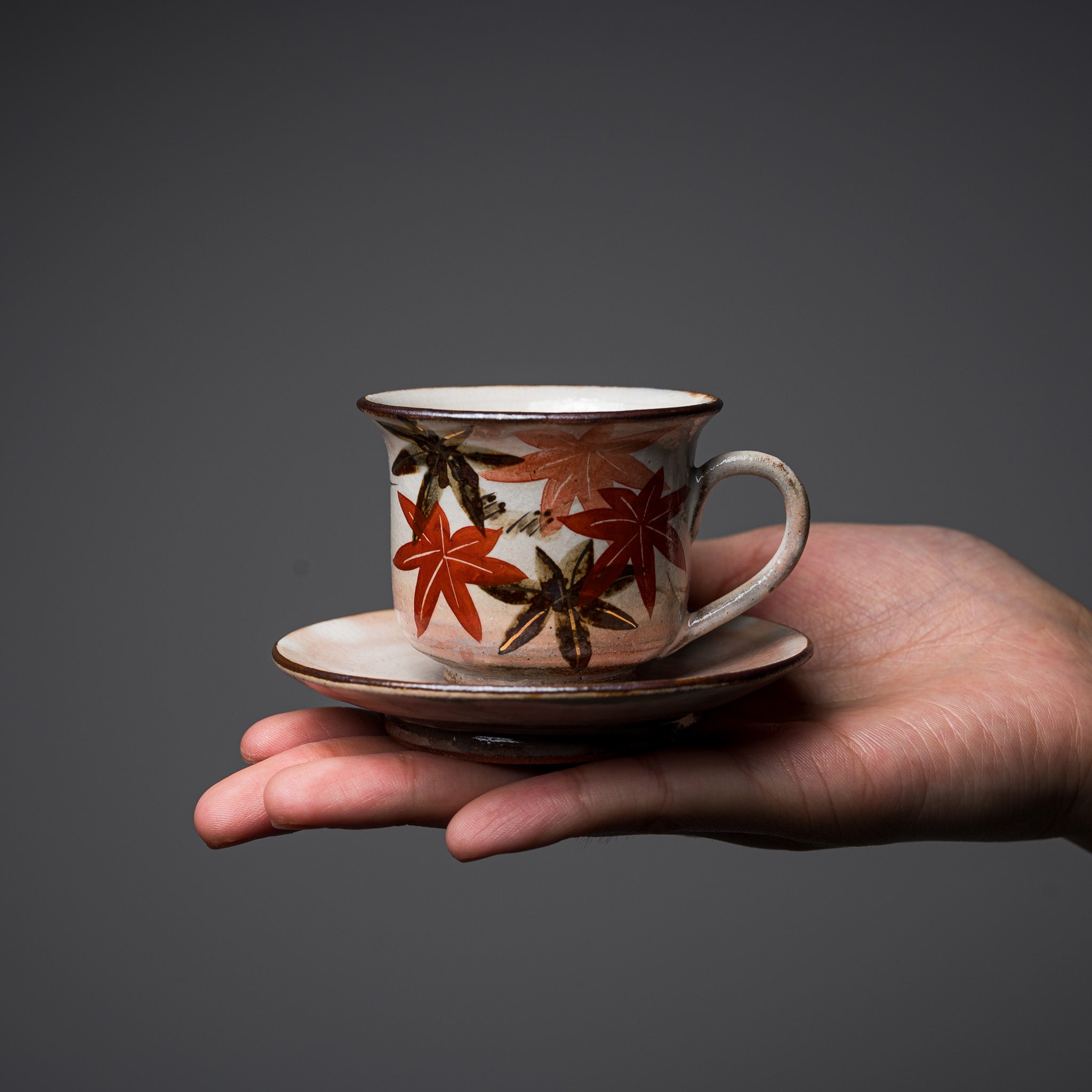 Handmade Kyo Kiyomizu Ware Mini Espresso Cup Set - Authentic Japanese Maple Design - Perfect for Coffee, Tea & Small Desserts