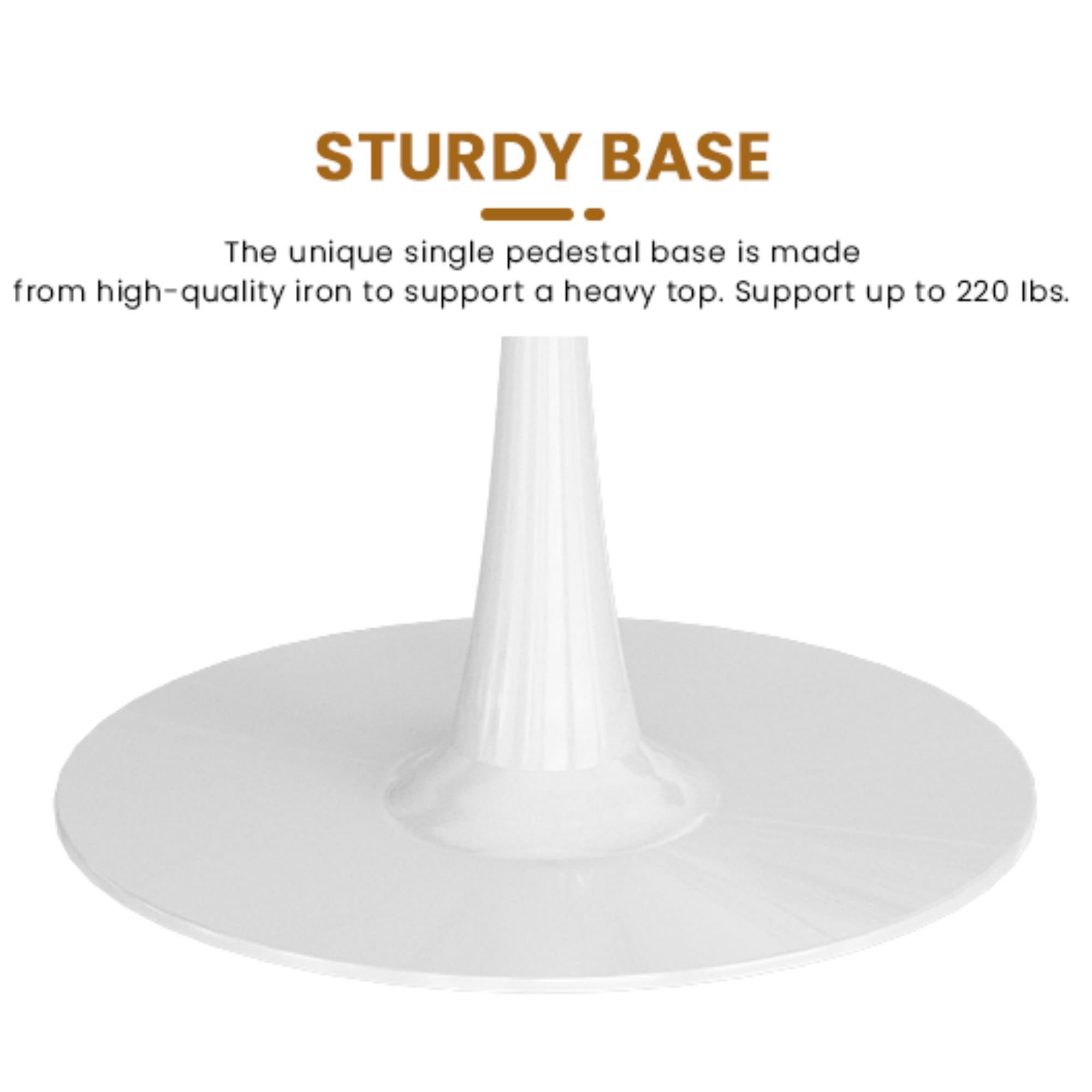 42 Inch Round Dining Table - White Marble Tulip Table with 0.71