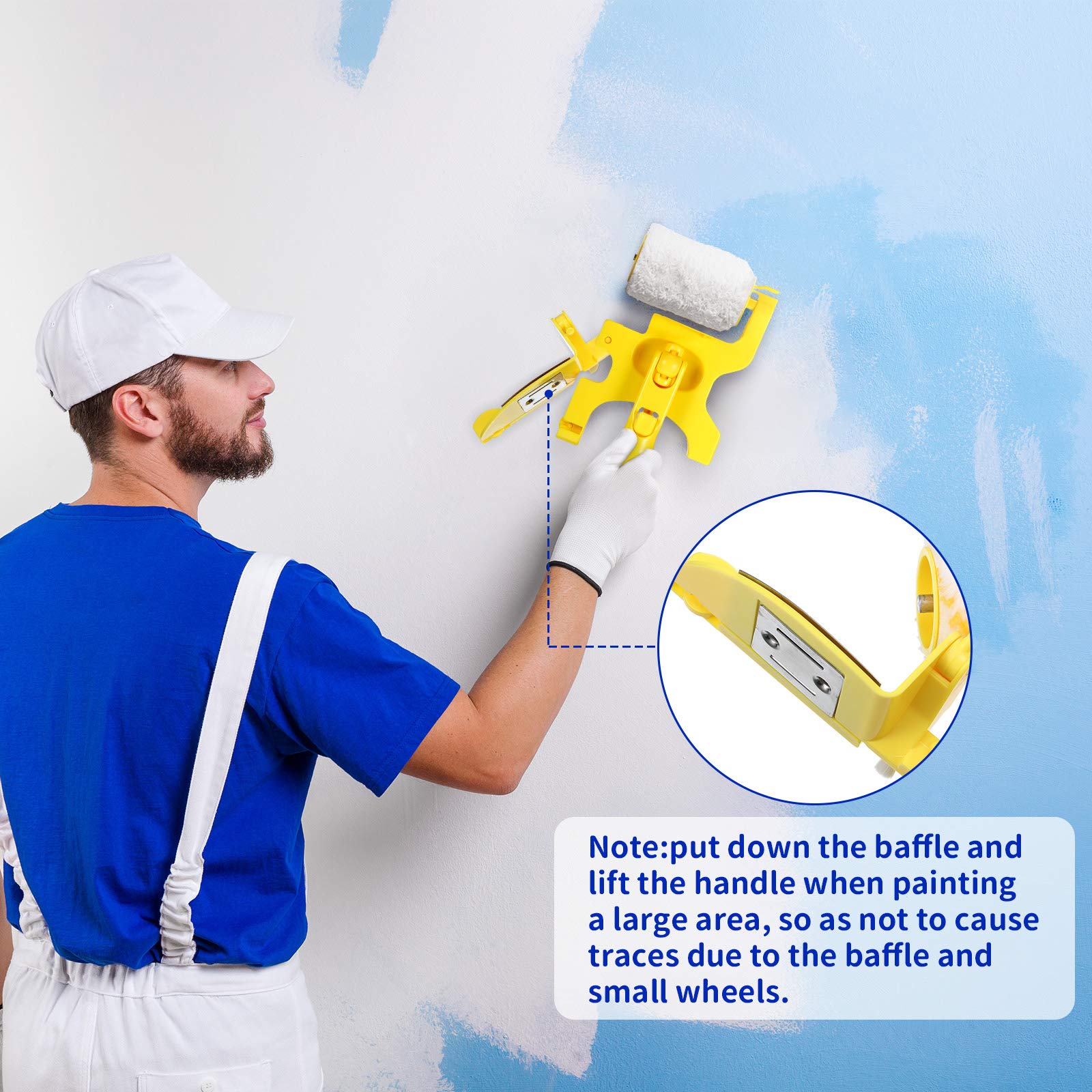 Multifunctional Hand-Held Paint Edger Roller Brush Kit - Clean-Cut Wall Painting Tool with 1 Replacement Roller & Brush for Indoor/Outdoor Use - Perfect for Home, Room, Ceiling & Wall Painting Projects