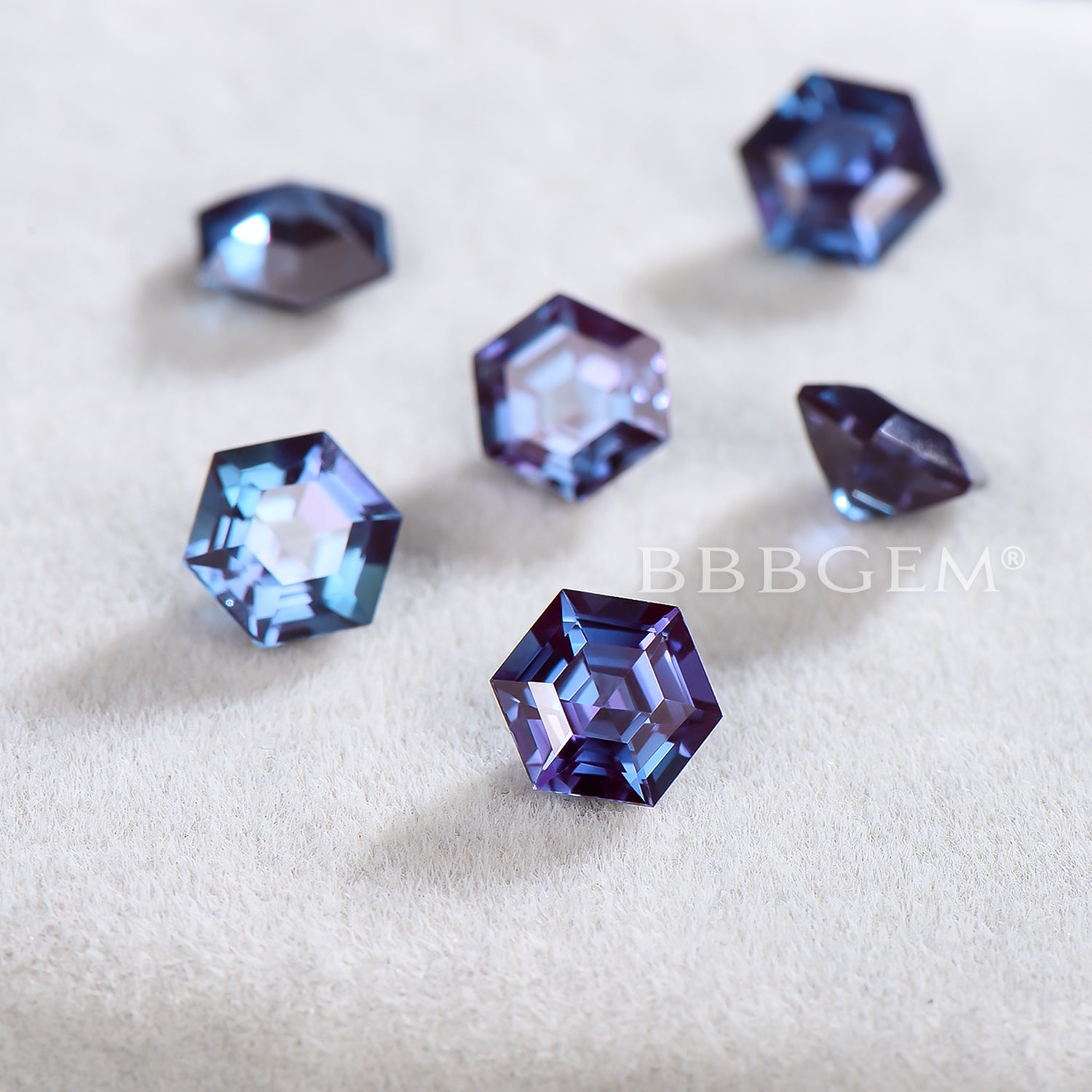 Wholesale Hexagon Cut Color Changing Alexandrite Gemstone - June Birthstone for Jewelry Making, Engagement Rings & Unique Gifts