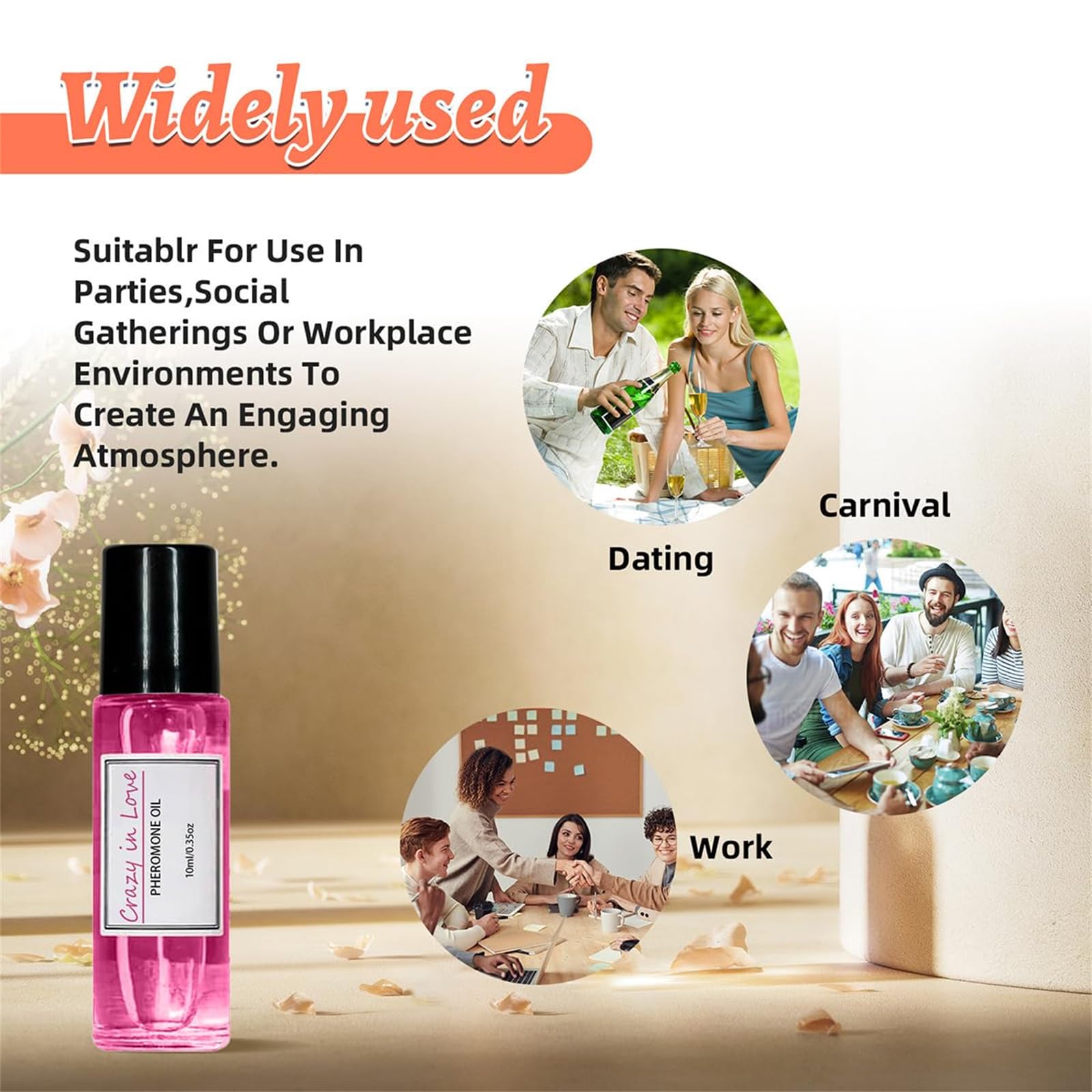 Crazy in Love Pheromone Roll-On Perfume Oil for Women - Long Lasting Fragrance, Portable Essential Oil for Date Night, Romantic Evening & Confidence Boost