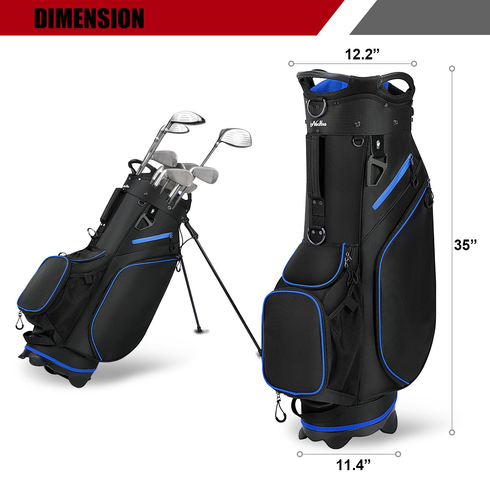 **Lightweight 14-Way Golf Stand Bag for Men - Navy Blue, 6LB Portable Walking & Riding Golf Bag with Dust Cover & Comfortable Strap - Perfect for Golfers, Driving Range & Outdoor Sports**
