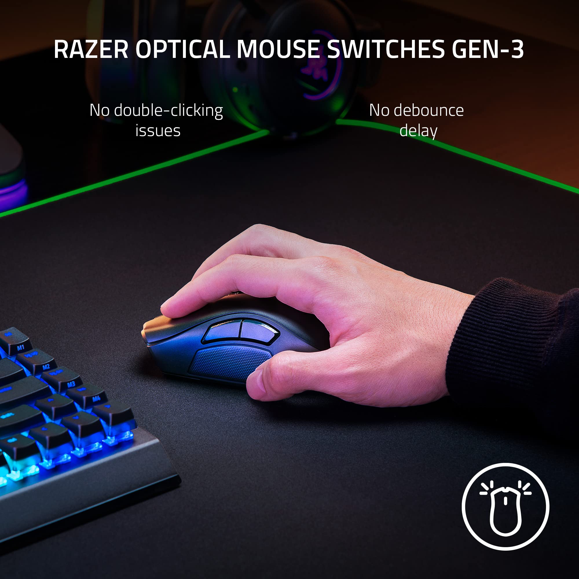 Razer Naga V2 Pro Wireless Gaming Mouse - Interchangeable Side Plates (2/6/12 Buttons) - 20K DPI Focus+ Optical Sensor - Fastest Gaming Switches - Chroma RGB Lighting - Renewed - Perfect for MMO, MOBA & FPS Gaming