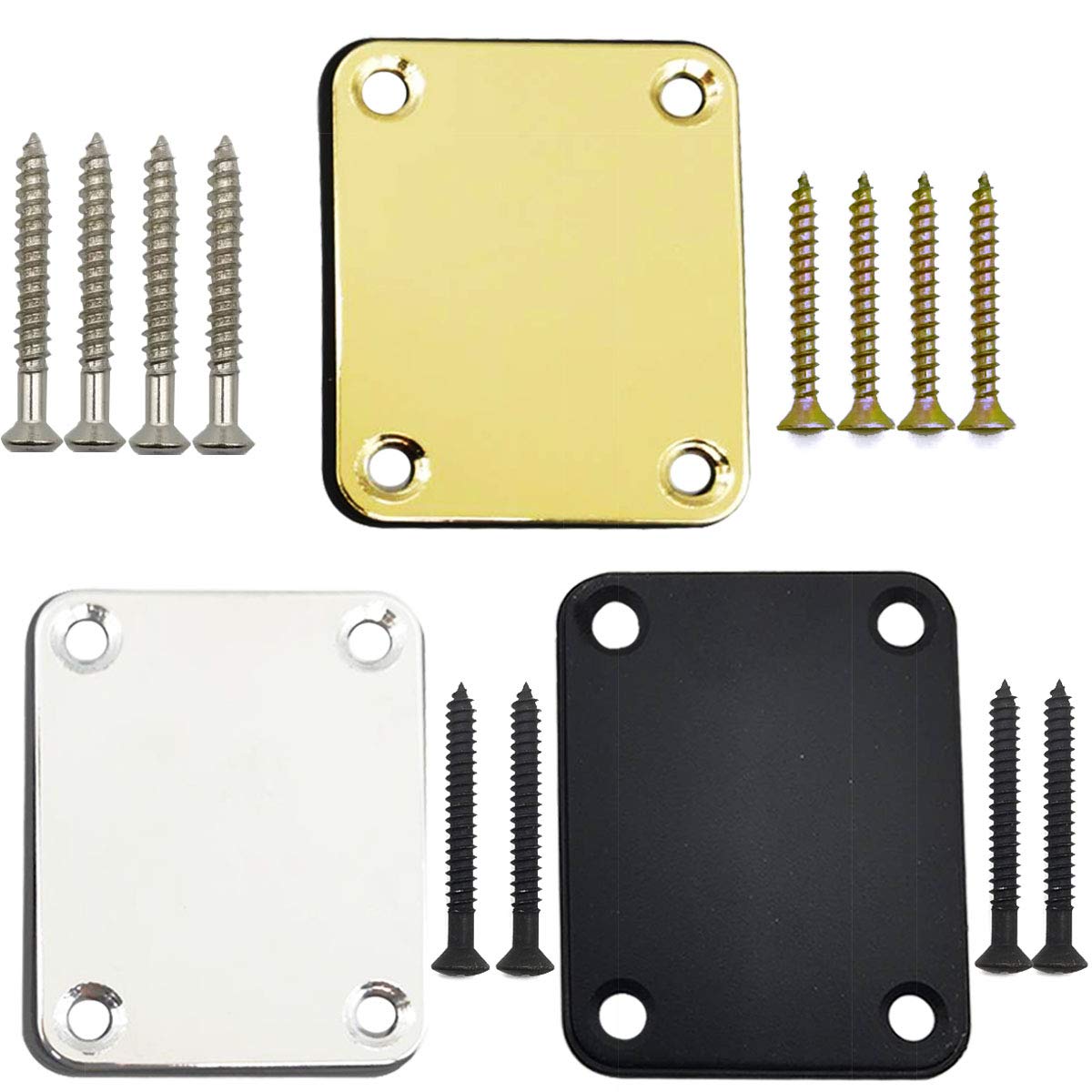 3PCS Electric Guitar Neck Plate with Screws - Replacement Guitar Neck Plate for Fender, Gibson & More - Perfect for DIY Guitar Repair & Maintenance