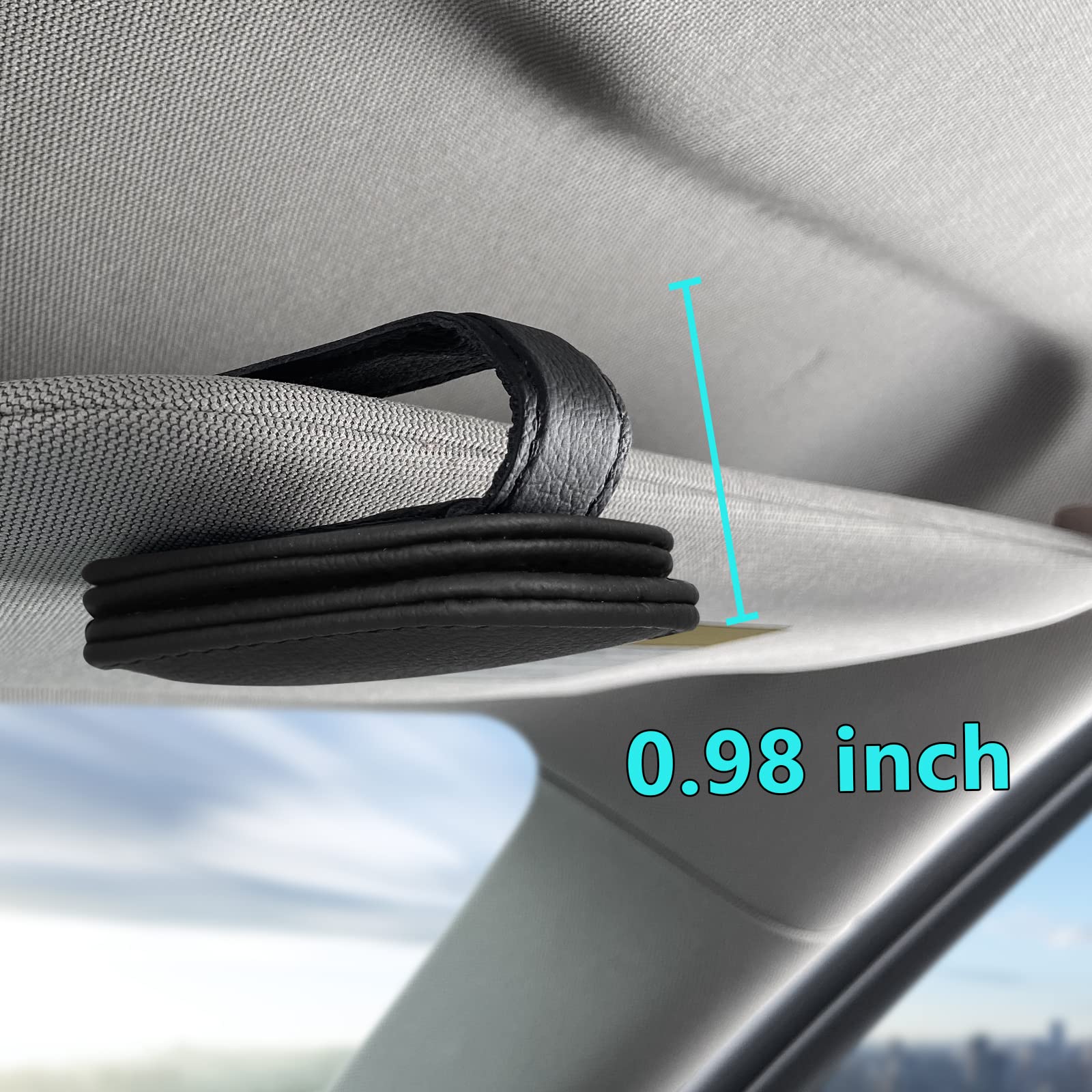 2 Pack Magnetic Leather Sunglass Holder for Car Visor - Black Eyeglass Hanger Clip Organizer | Perfect for Driving, Road Trips & Daily Commute