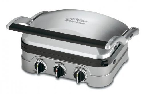 Cuisinart 5-in-1 Griddler with Panini Press - Full Grill & Half Grill/Griddle Options - Dishwasher Safe Removable Plates - Red/Green Indicator Lights - Perfect for Indoor Grilling, Panini Sandwiches & Breakfast Cooking