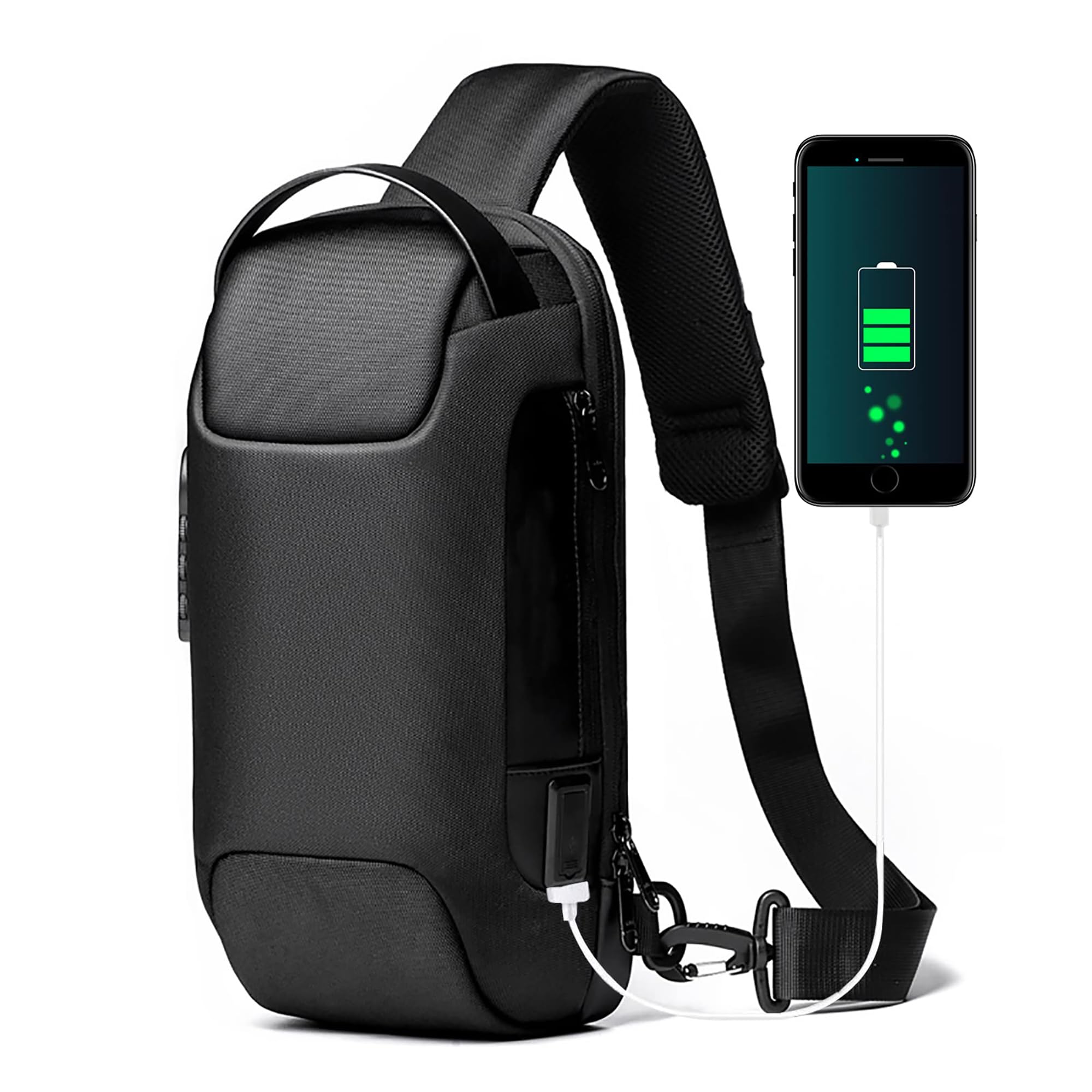 Konelia Anti-Theft Sling Chest Bag - Waterproof Crossbody Shoulder Backpack with USB Charging Port for Travel, Hiking & Daily Commute