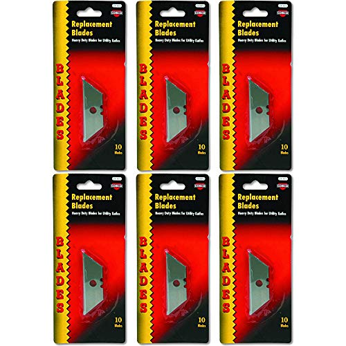 Heavy-Duty Utility Knife Blades - 10 Pack (6 Pack) - Premium Replacement Blades for Box Cutters, Crafting, DIY Projects & Warehouse Use