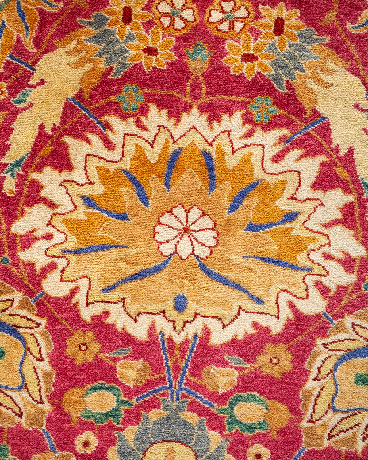 Handmade Wool Traditional Floral Mogul Purple 6x9 Area Rug - Unique Hand-Knotted Solo Rugs for Living Room, Bedroom & Dining Room Decor