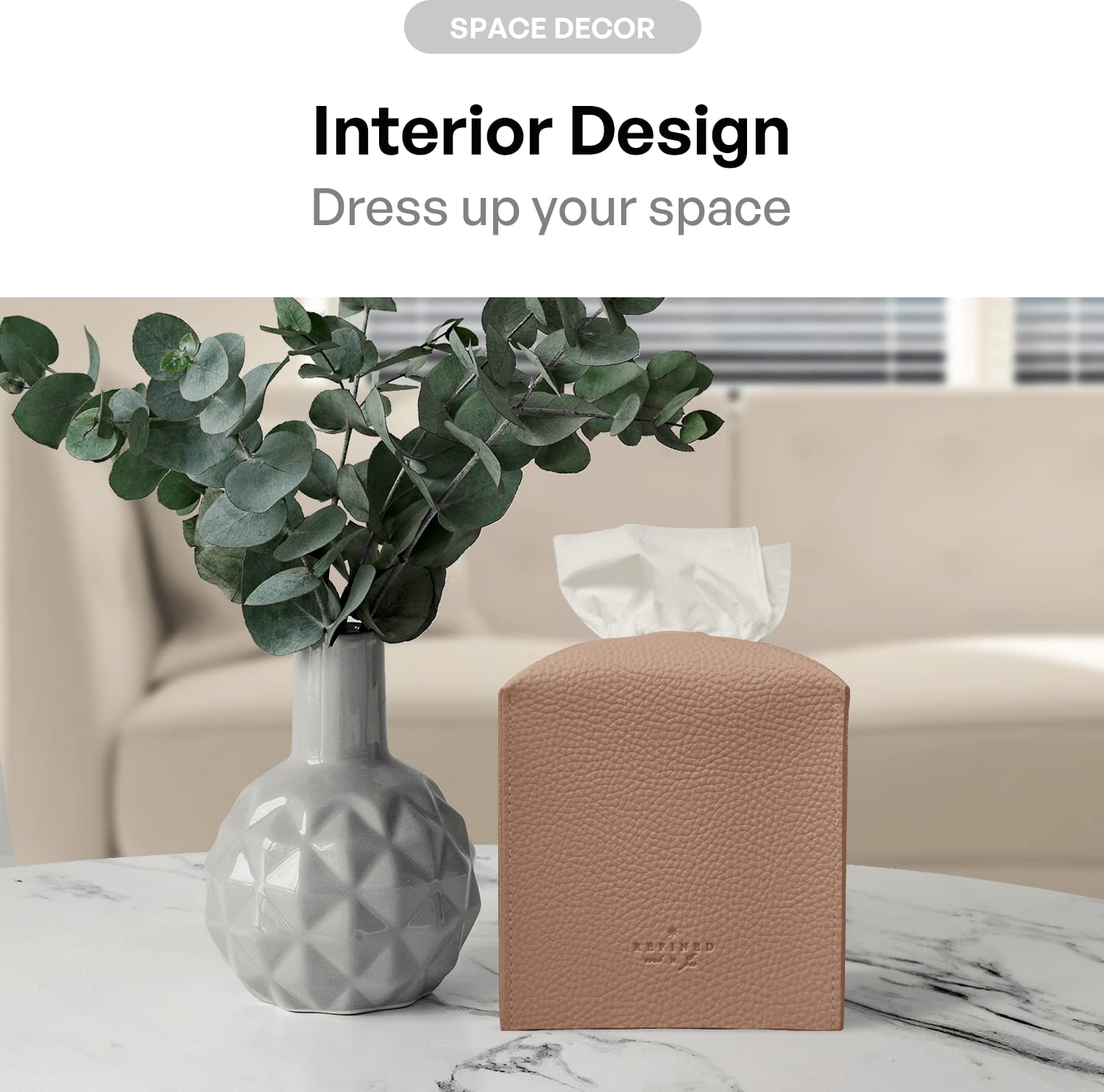 Carrotez Modern PU Leather Tissue Box Cover - Decorative Square Tissue Holder for Bathroom, Vanity, Nightstand, Office & Car (5