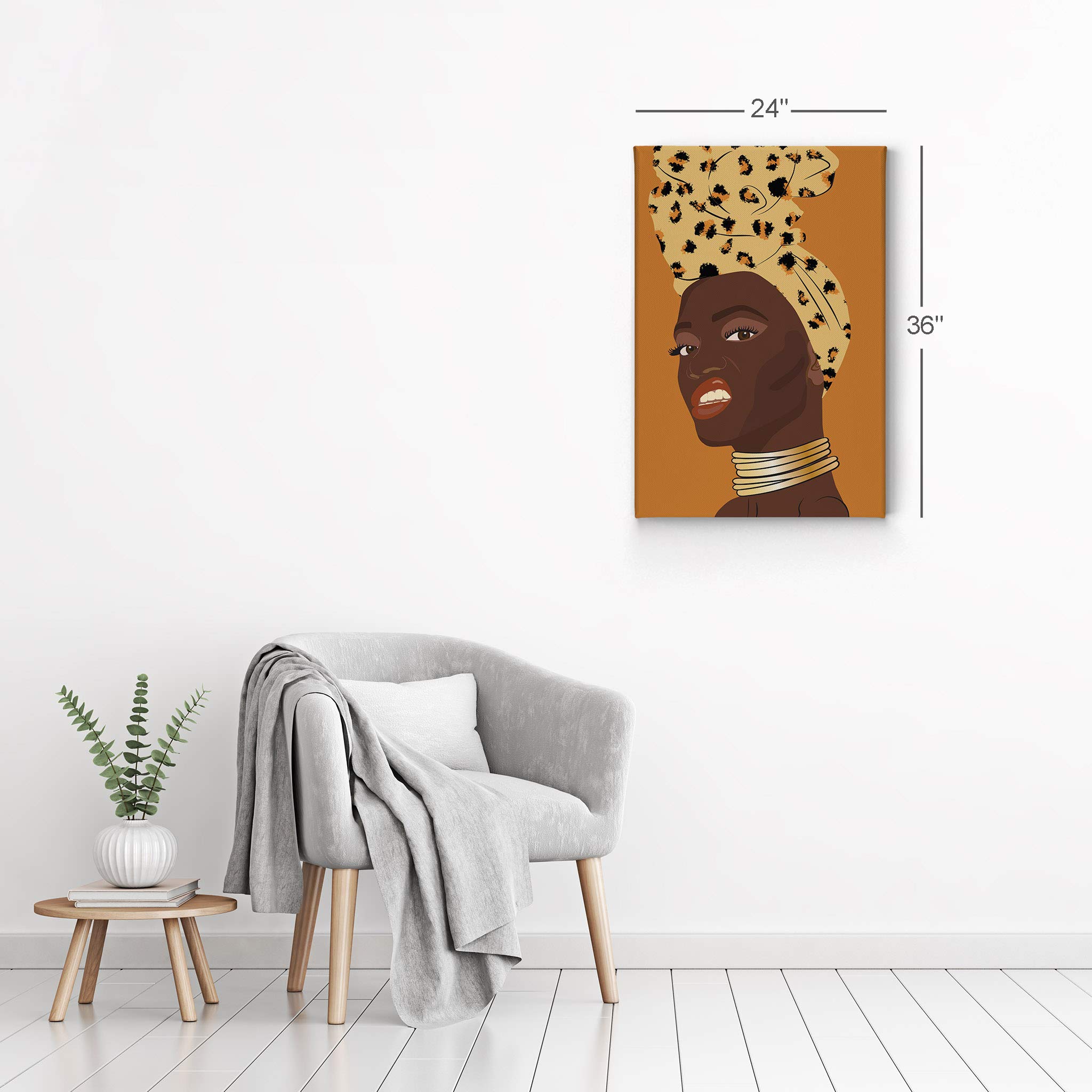 African American Wall Art Canvas Prints - Black Art Wall Decor for Home & Office, African American Black Girl Art, Gold Necklace Wall Decor, 36x24 Inches - Perfect for Living Room, Bedroom & Gallery Display